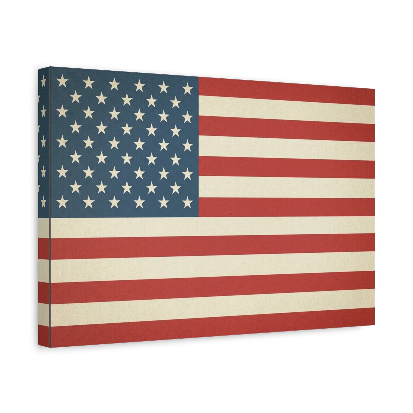 Vintage American Flag Canvas Wall Art - Patriotic USA Stars And Stripes Print, Rustic Americana Decor - Matte Cotton Artwork - Living Room Wall Decor - Bedroom Home Decoration - Modern Farmhouse Style