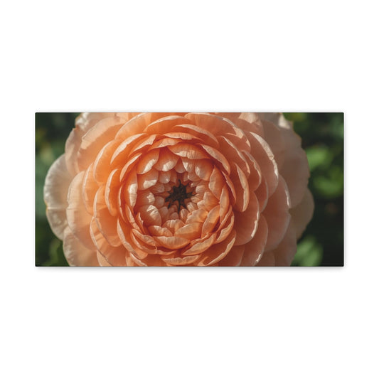 Peach Ranunculus Flower Canvas Wall Art - Botanical Floral Close Up, Soft Light - Matte Cotton Print, Traditional Style - Bedroom Home Decoration, Living Room Wall Decor - Bedroom Home Decoration
