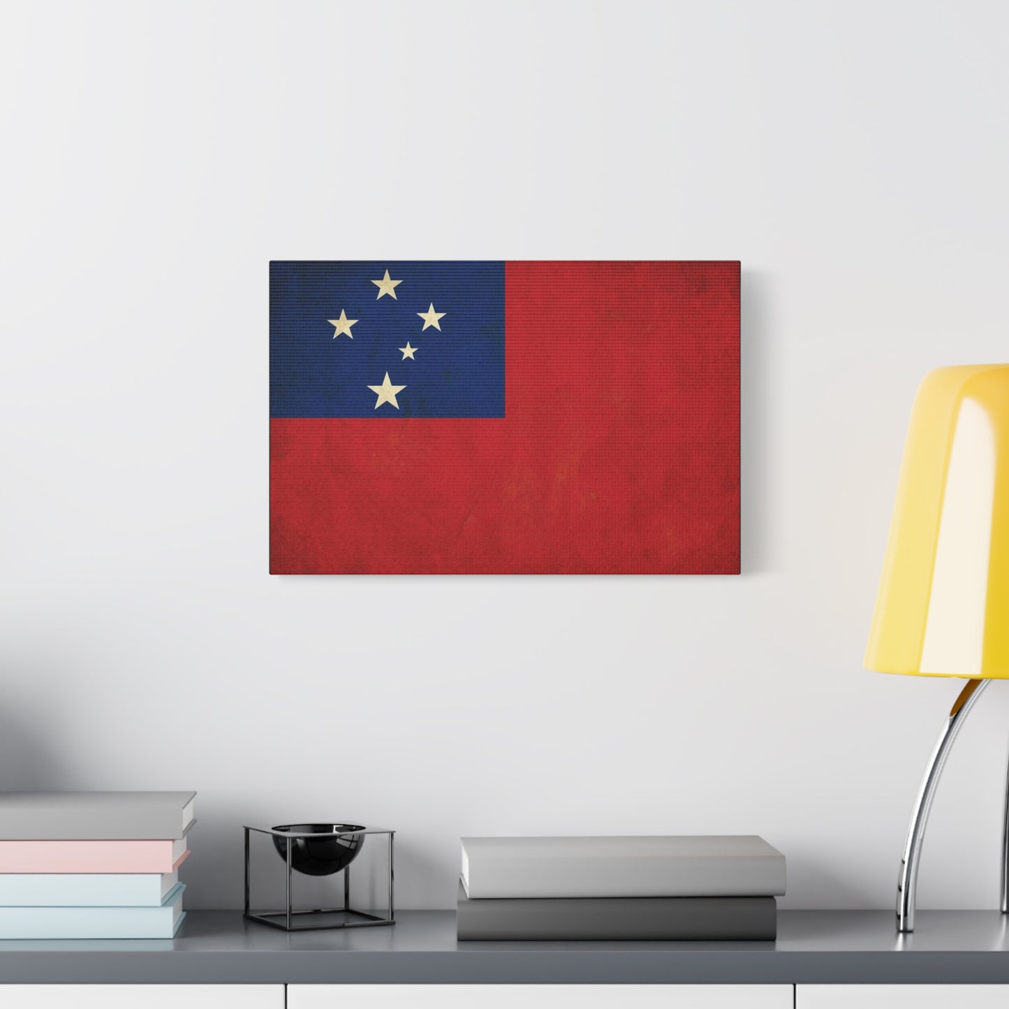 Samoa Flag Canvas Wall Art - Vintage Polynesian Nation Banner Print, Patriotic Island Decor - Matte Cotton Artwork - Living Room Home Decoration, Office Accent - Living Room Wall Decor - Ready to Hang