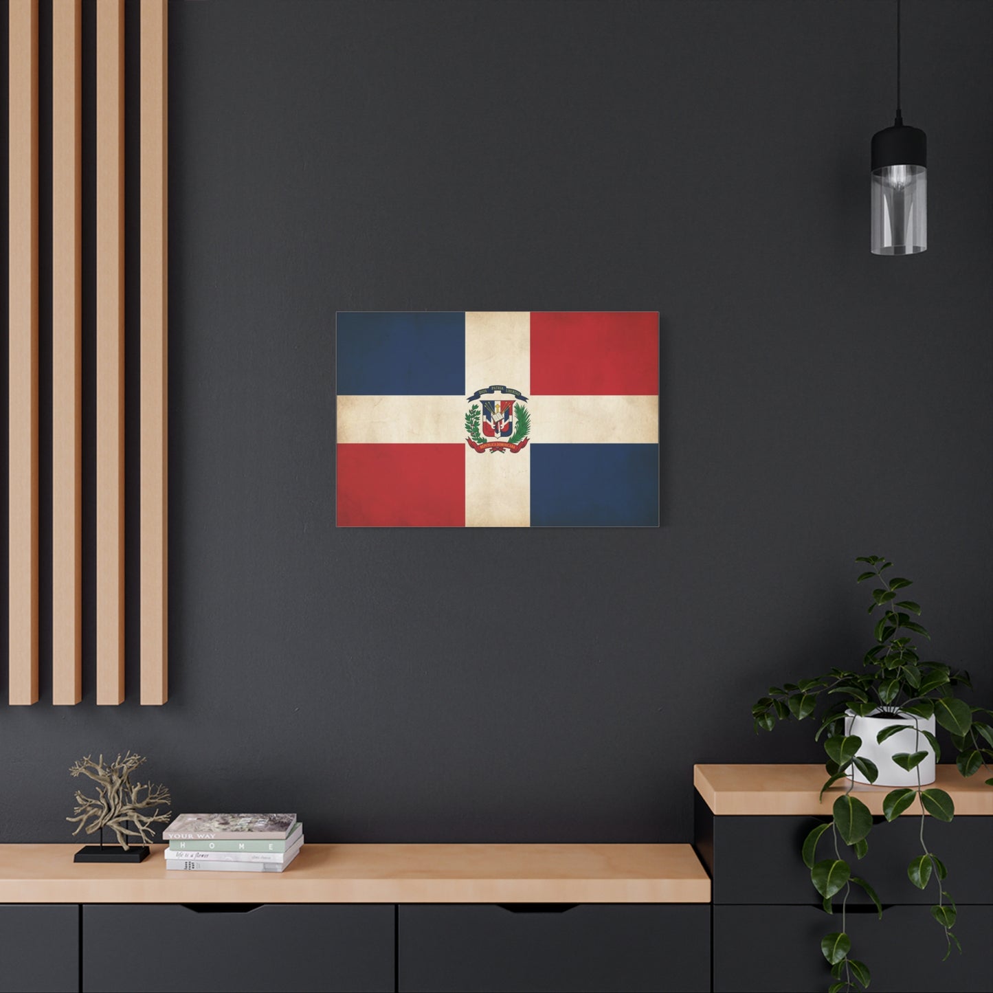 Dominican Republic Flag Canvas Wall Art - Dios Patria Libertad, Republica Dominicana - Vintage Patriotic Print - Heritage Decor For Living Room, Office, Dorm Wall Display - Bedroom Home Decoration