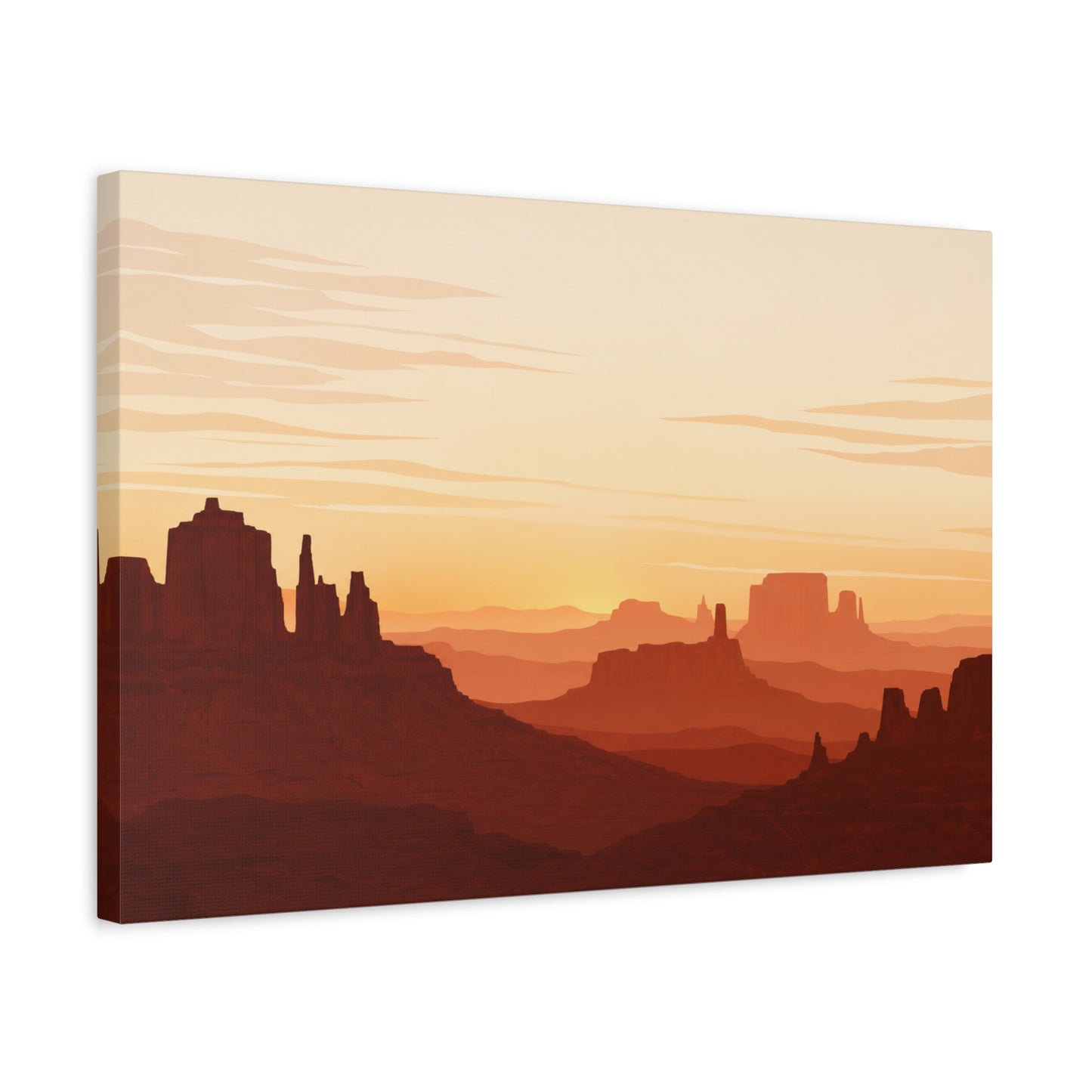 Desert Canyon Sunset Canvas Wall Art - Southwestern Mesa Landscape Print, Warm Terracotta Horizon, Contemporary Scenic Decor - Living Room Wall Decor, Bedroom Home Decoration - Bedroom Home Decoration