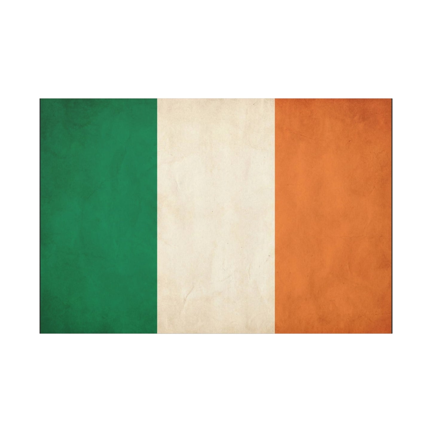 Irish Flag Canvas Wall Art - Vintage Tricolor Ireland Print, Green White Orange Rustic Texture - Minimalist Traditional Style - Living Room Wall Decor, Office Art Accent - Bedroom Home Decoration