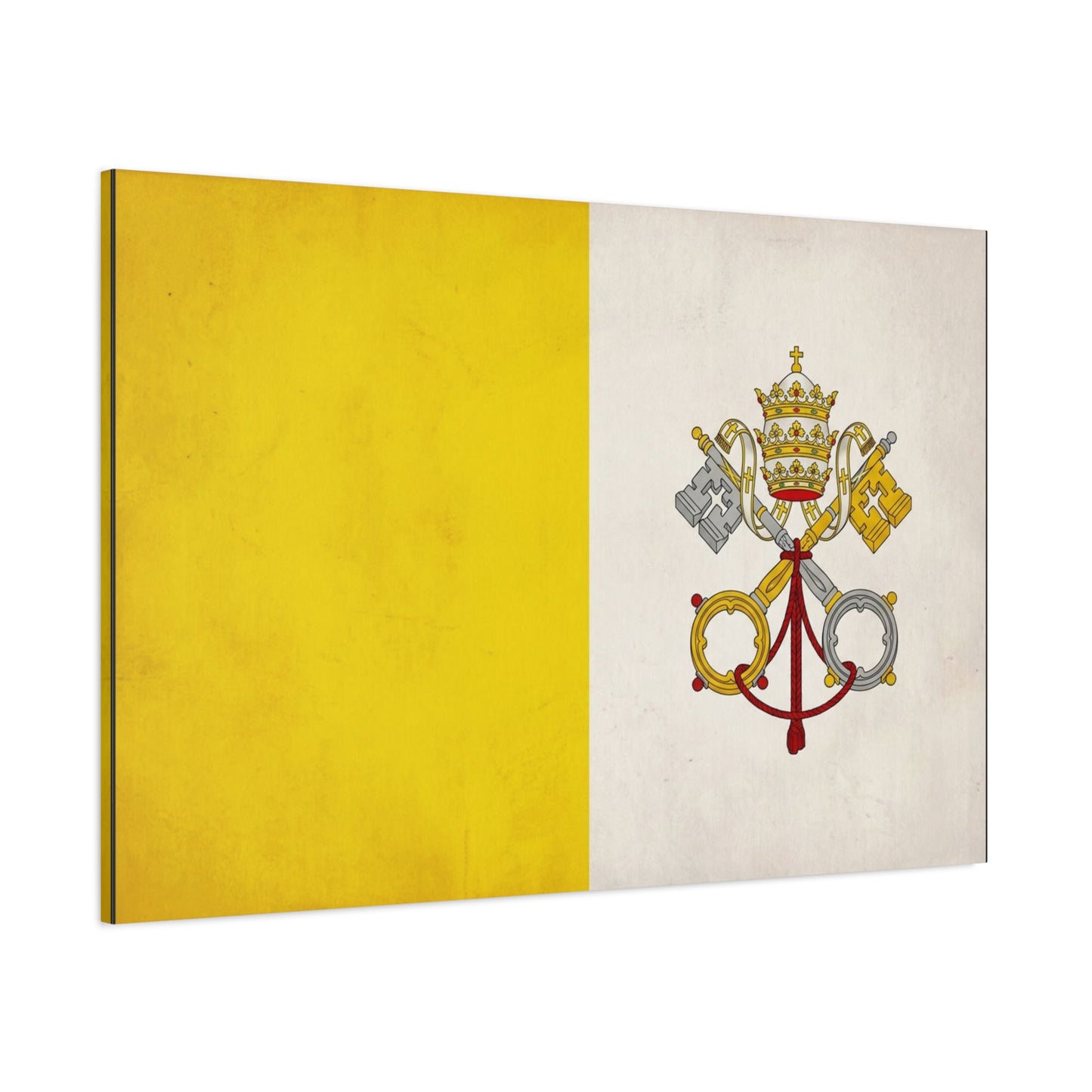 Vatican Flag Canvas Wall Art - Papal Keys And Tiara Catholic Wall Decor - Yellow White Heraldic Print - Traditional Religious Style - Bedroom Home Decoration - Bedroom Home Decoration - Ready to Hang