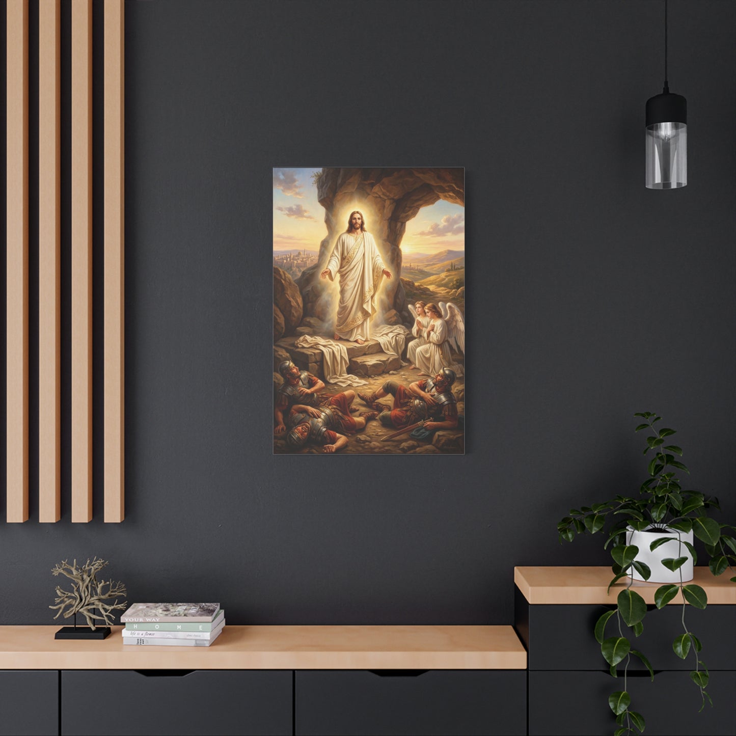 Jesus Christ Resurrection Canvas Wall Art - Empty Tomb, Angels, Roman Guards - Traditional Religious Print, Living Room Wall Decor, Bedroom Home Decoration - Bedroom Home Decoration - Ready to Hang