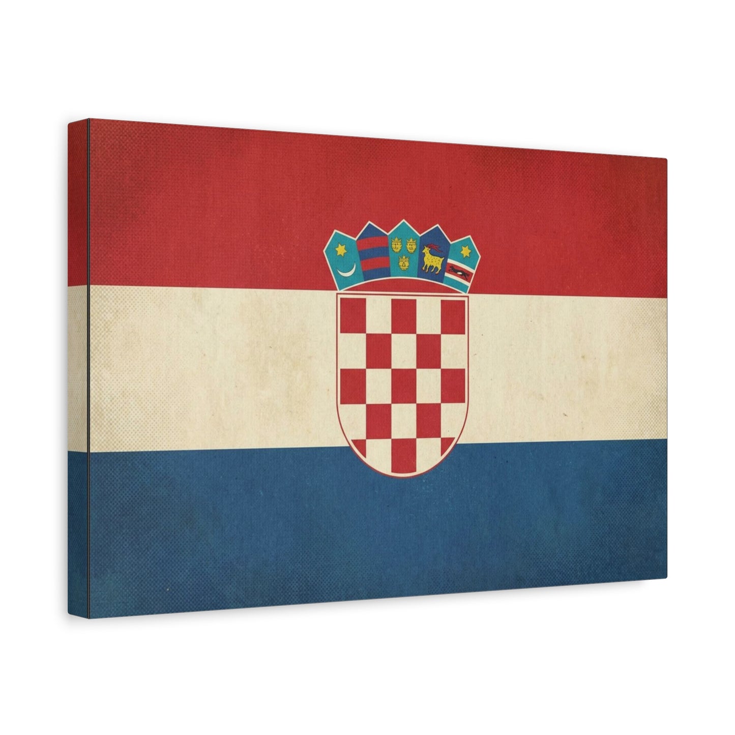 Croatian Flag Canvas Wall Art - Vintage Croatia Coat Of Arms Print, Patriotic Red White Blue Decor - Traditional Style - Living Room Decoration - Living Room Wall Decor - Bedroom Home Decoration