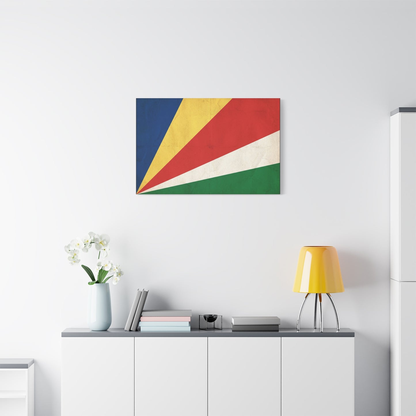 Seychelles Flag Canvas Wall Art - Vintage Republic Banner Print, Color Block Design - Matte Cotton Decor - Patriotic Wall Hanging, Living Room Home Decoration, Office Accent - Bedroom Home Decoration