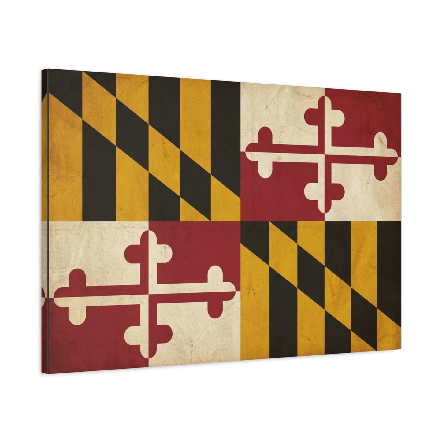 Maryland State Flag Canvas Wall Art - Vintage Red Gold Black Crest Design - Rustic Americana Decor - Living Room Wall Decor, Office Decoration - Bedroom Home Decoration - Modern Farmhouse Style