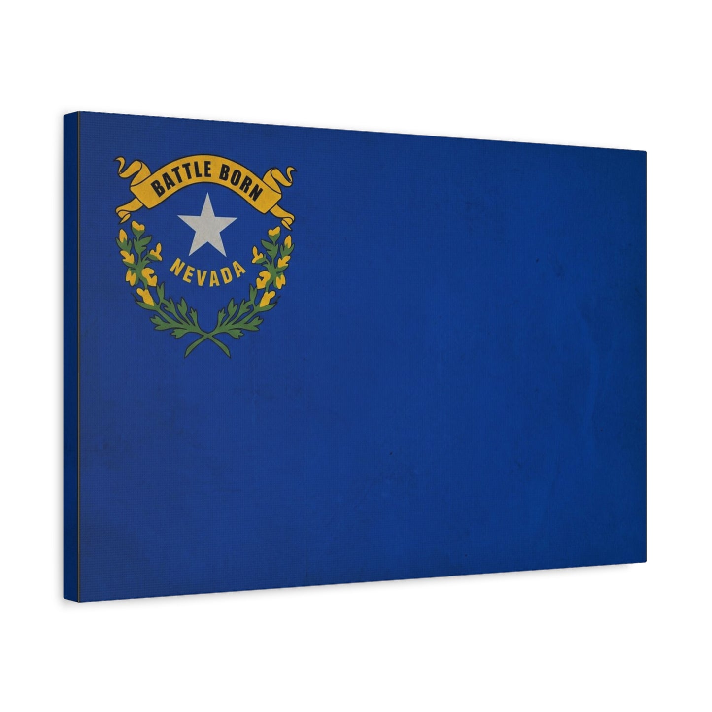 "Battle Born Nevada" Nevada State Flag Canvas Wall Art - Blue Silver Star Sagebrush Emblem Print - Vintage Patriotic Style - Living Room Decor, Office Wall Hanging - Ready to Hang - Ready to Hang