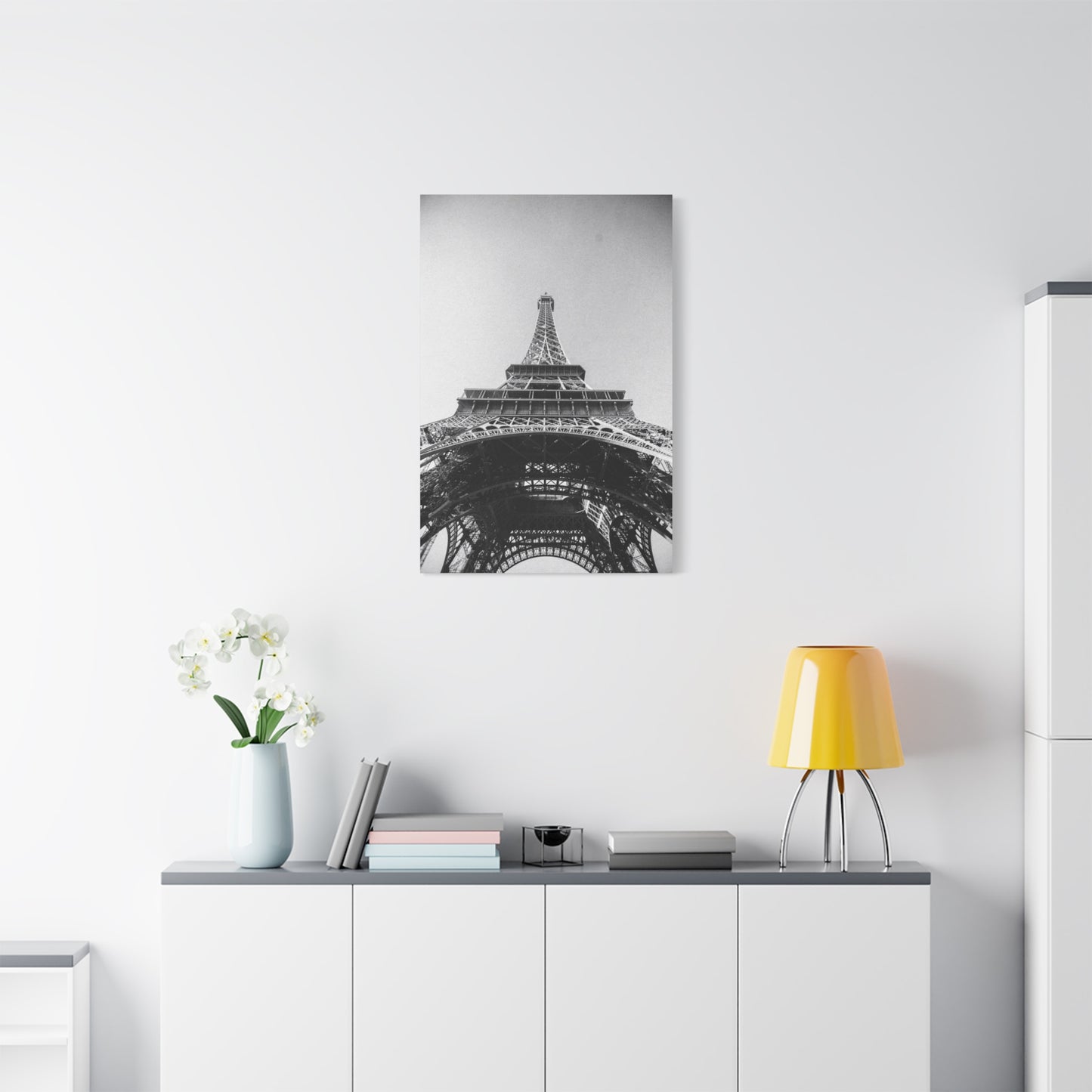 Eiffel Tower Canvas Wall Art - Black And White Paris Art Print, Architectural Landmark Decor - Matte Cotton Canvas - Modern Minimalist Style For Living Room Bedroom Office - Office Wall Art