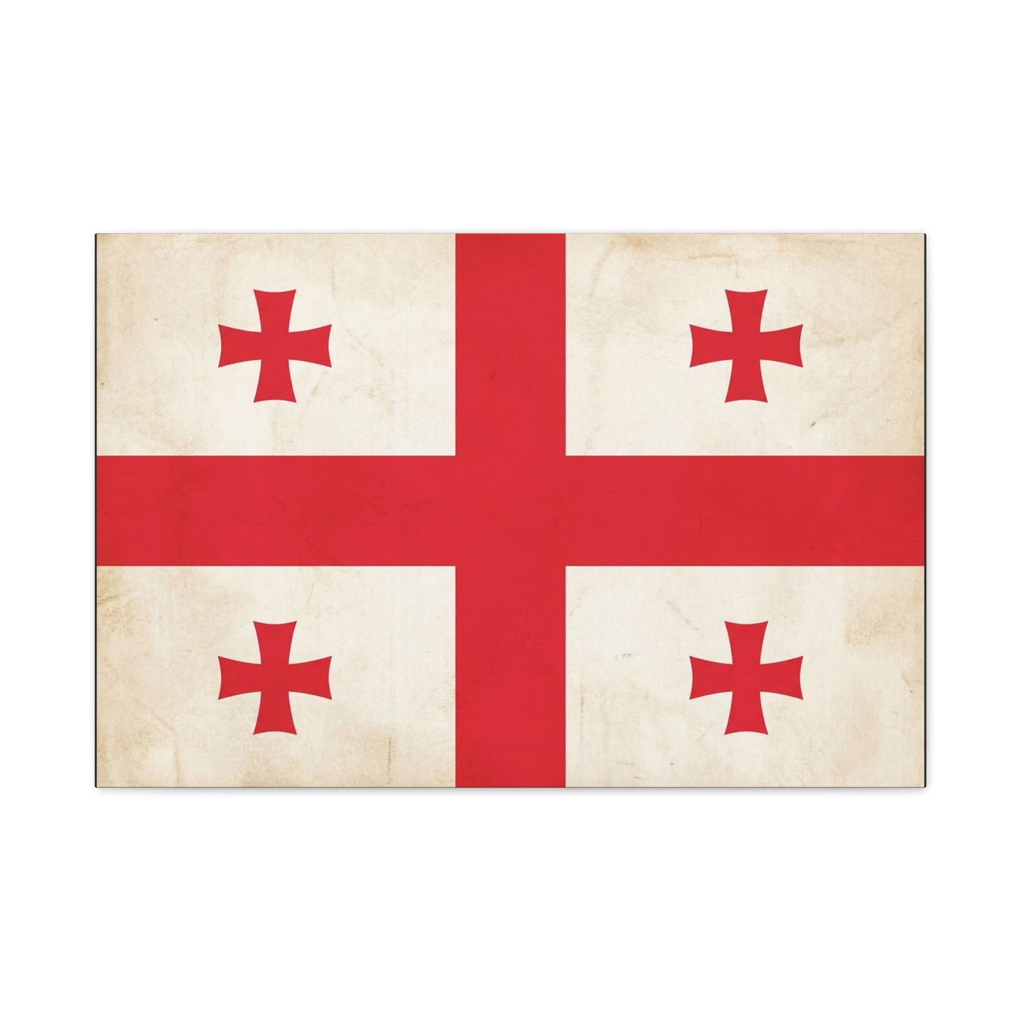 Georgia Flag Canvas Wall Art - Vintage Georgian Cross Flag Print, Patriotic Heritage Decor - Matte Cotton Artwork - Living Room Wall Decor, Office Accent - Bedroom Home Decoration - Ready to Hang