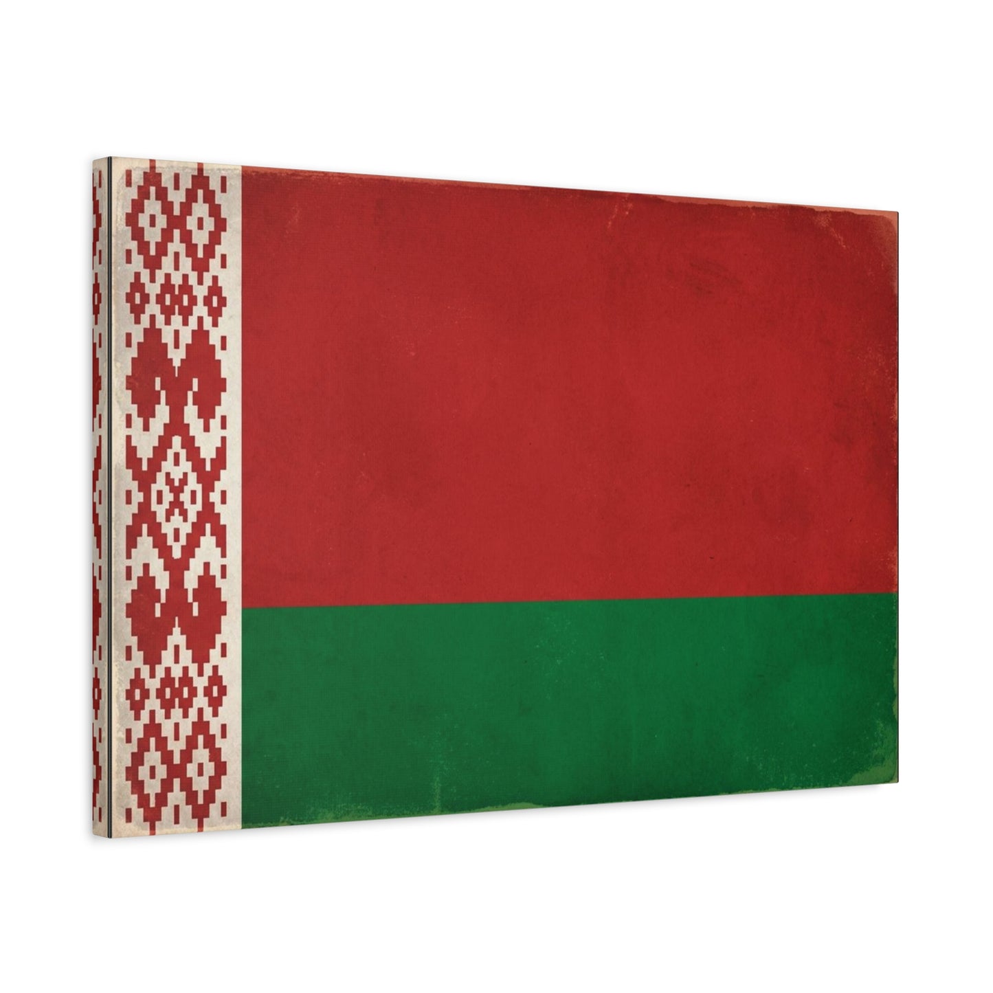 Belarus Flag Canvas Wall Art - Vintage Red Green National Banner Print, Patriotic Eastern Europe Decor - Textured Minimalist Style - Living Room Wall Decor - Modern Farmhouse Style - Ready to Hang