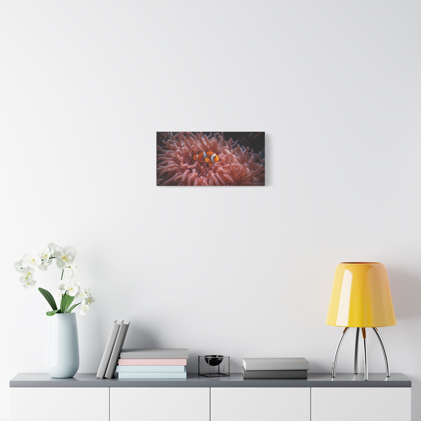 Clownfish Canvas Wall Art - Underwater Sea Anemone Art Print, Coastal Nautical Wall Decor - Matte Finish Stretched Canvas - Bedroom Decoration, Living Room Accent, Bathroom Art - Ready to Hang