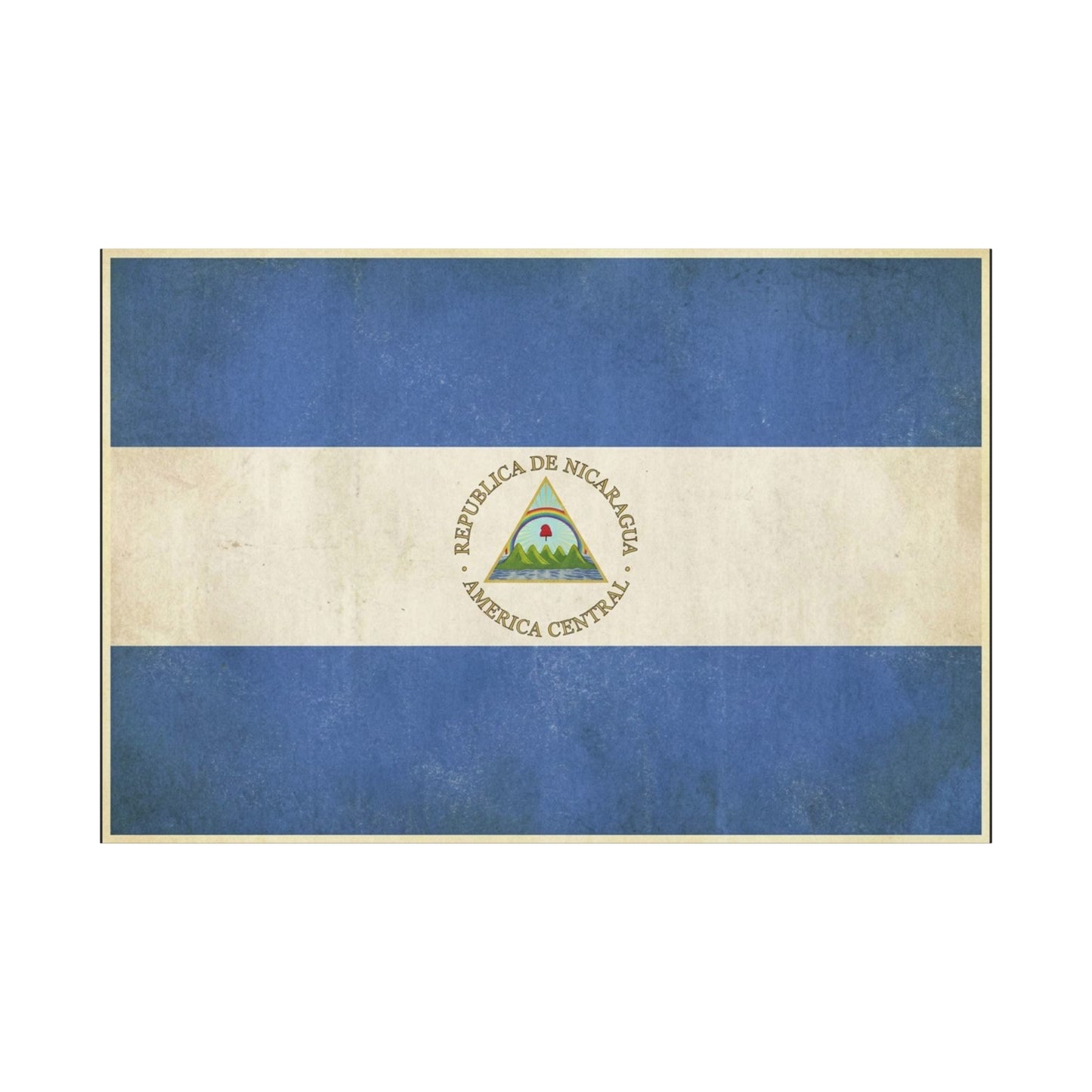 Republica De Nicaragua America Central Flag Canvas Wall Art - Vintage Blue White Country Print - Patriotic Heritage Decor - Living Room Home Decoration - Living Room Wall Decor - Cozy Reading Nook Art