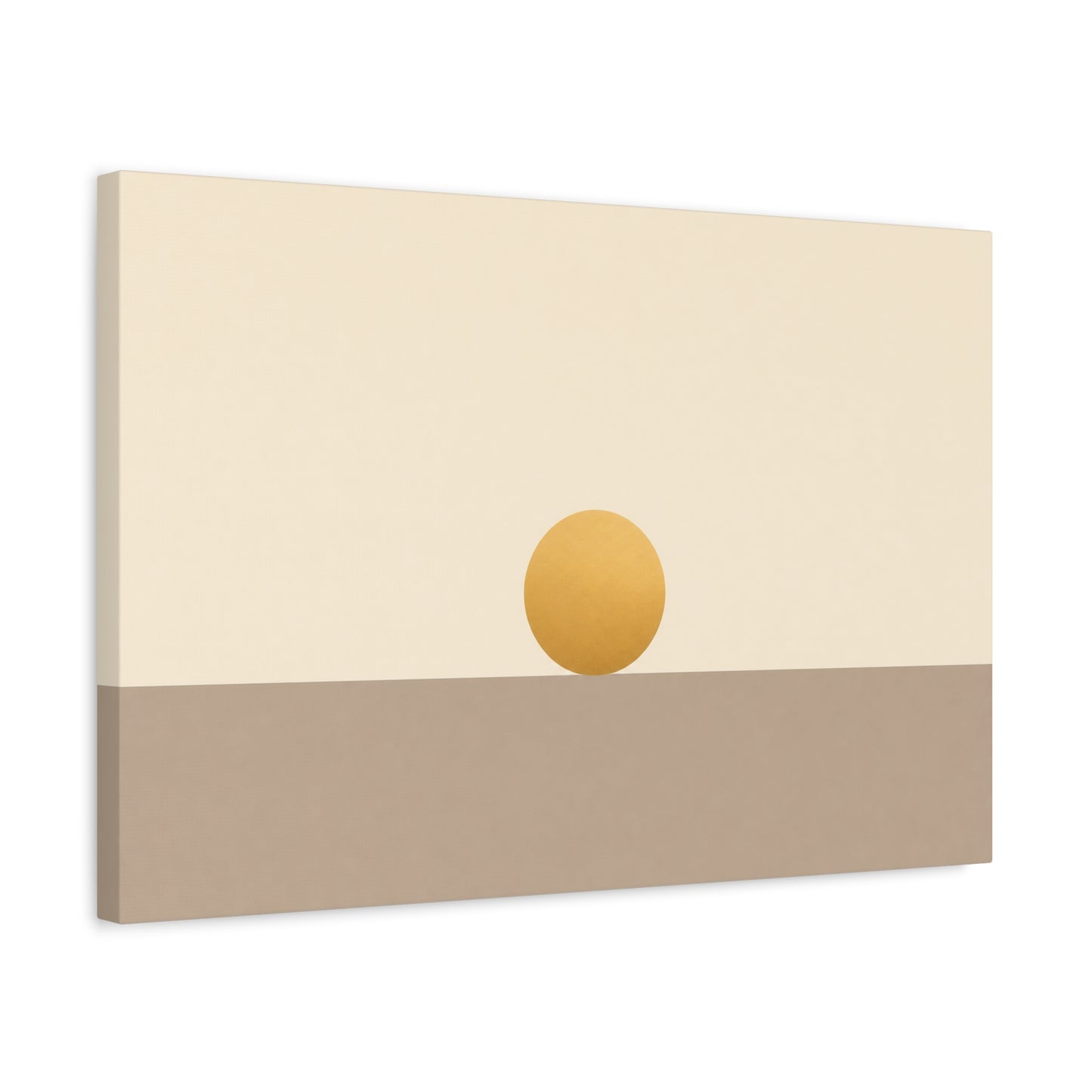 Minimalist Sun Horizon Canvas Wall Art - Abstract Geometric Desert Landscape Print - Neutral Beige And Gold - Contemporary Living Room Decor, Bedroom Home Decoration, Office Accent - Office Wall Art