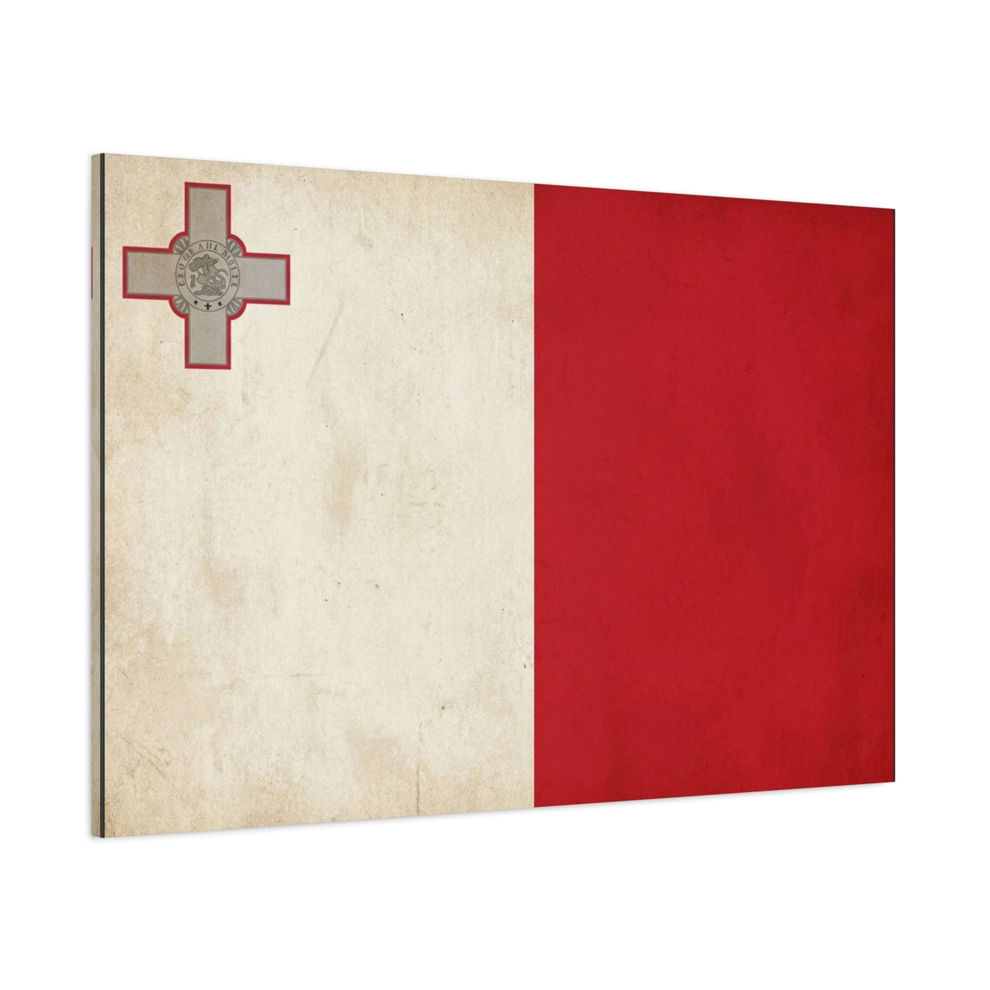 Malta Flag Canvas Wall Art - Vintage Maltese Cross National Banner Print - Red And White Patriotic Decor, Matte Finish Canvas, Living Room Wall Decor, Office Art Accent - Bedroom Home Decoration