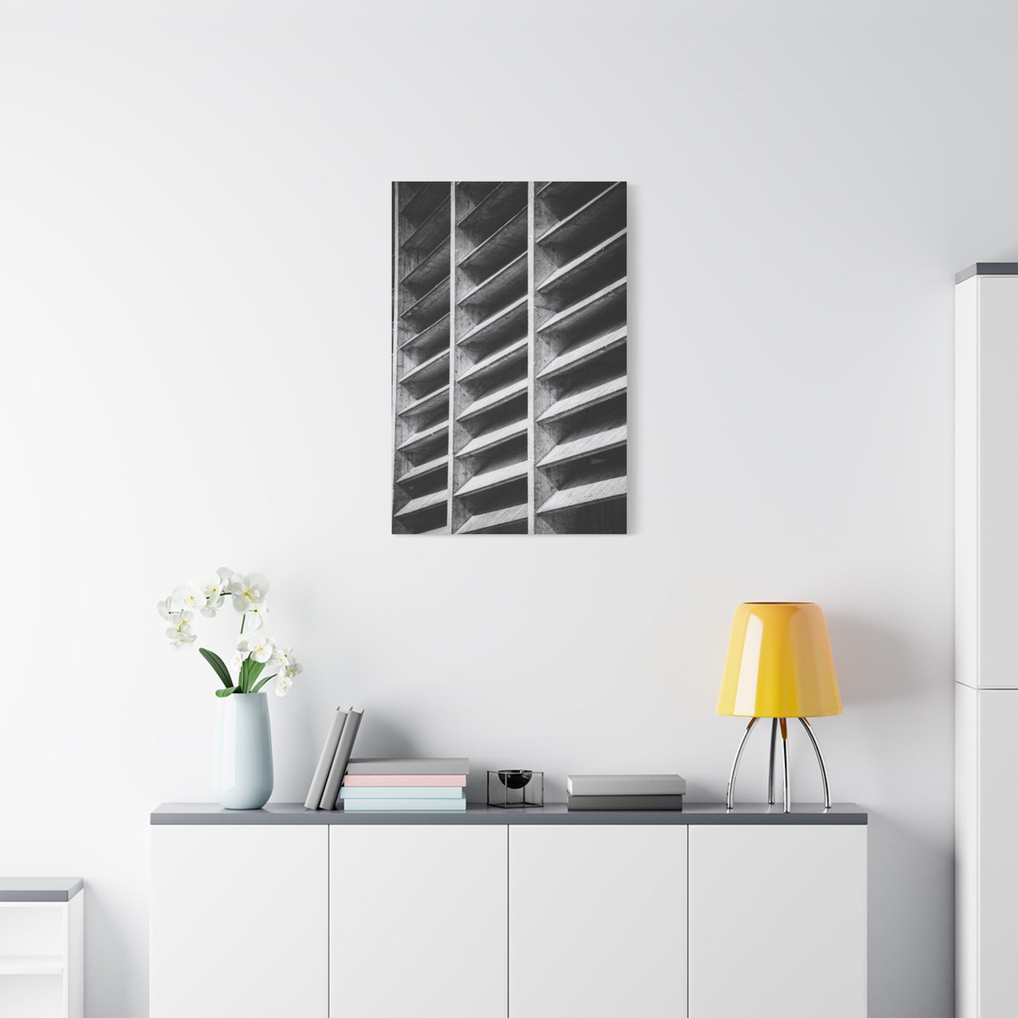 Black And White Brutalist Architecture Canvas Wall Art - Concrete Facade Art Print, Minimalist Contemporary Style - Modern Office Wall Decor, Living Room Home Decoration - Bedroom Home Decoration