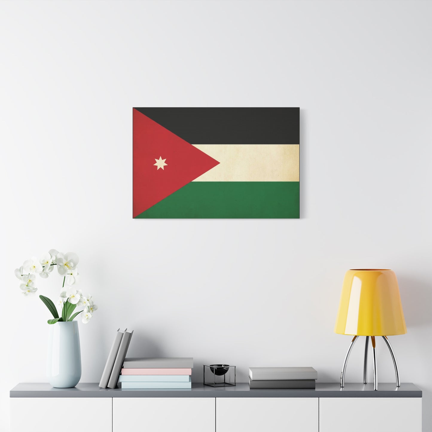 Jordan Flag Canvas Wall Art - Jordanian Pride Decor, Vintage National Banner Print, Matte Cotton Artwork, Living Room Wall Decor, Bedroom Home Decoration, Office Art Accent - Bedroom Home Decoration