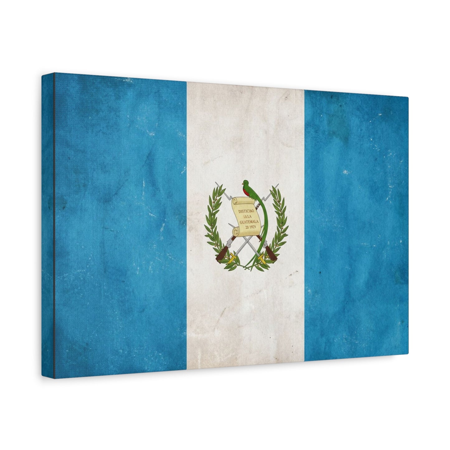 Guatemala Flag Canvas Wall Art - Distintivo De La Guatemala 15 1823 Vintage Blue White Banner Print - Patriotic Decor, Living Room Wall Decor, Office Accent - Bedroom Home Decoration - Ready to Hang