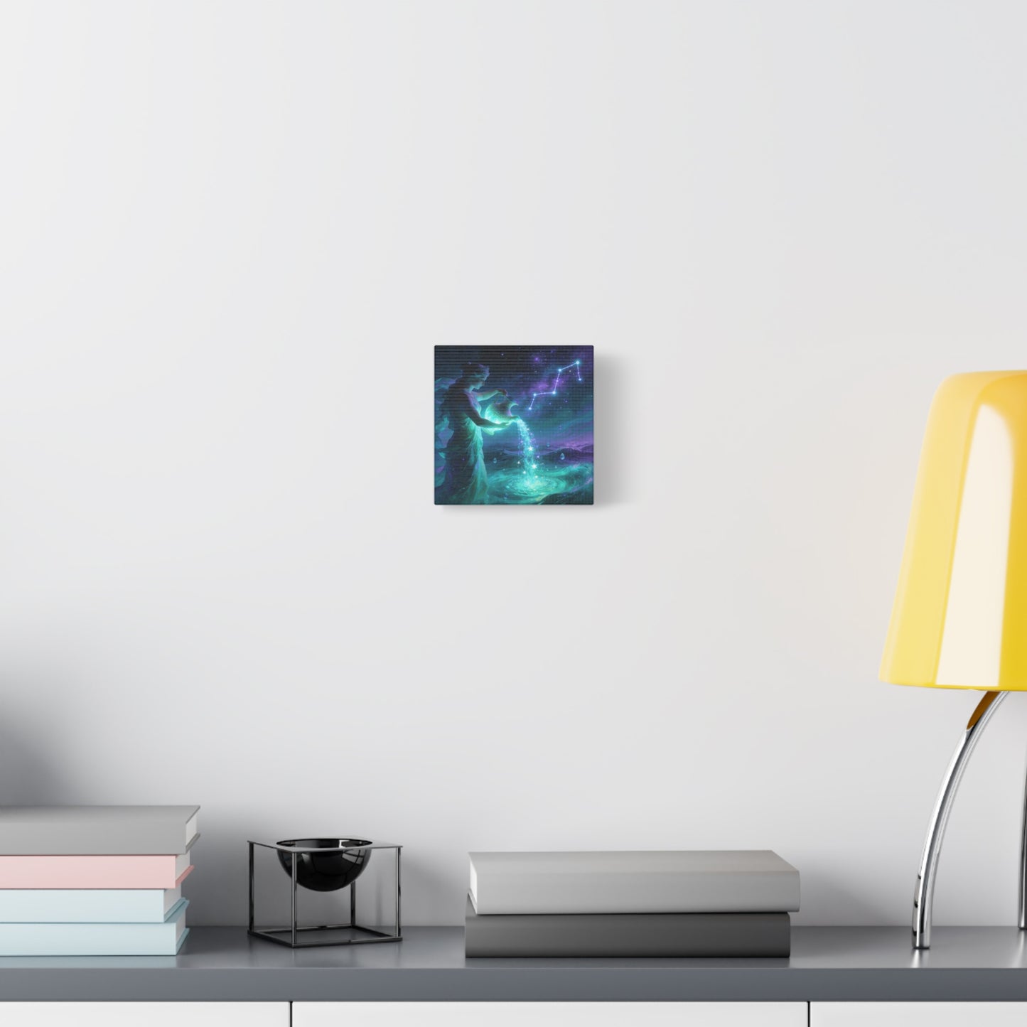 Aquarius Goddess Canvas Wall Art - Zodiac Water Bearer Celestial Galaxy Illustration - Mystical Purple Blue Fantasy Decor - Bedroom Home Decoration, Living Room Wall Decor - Bedroom Home Decoration