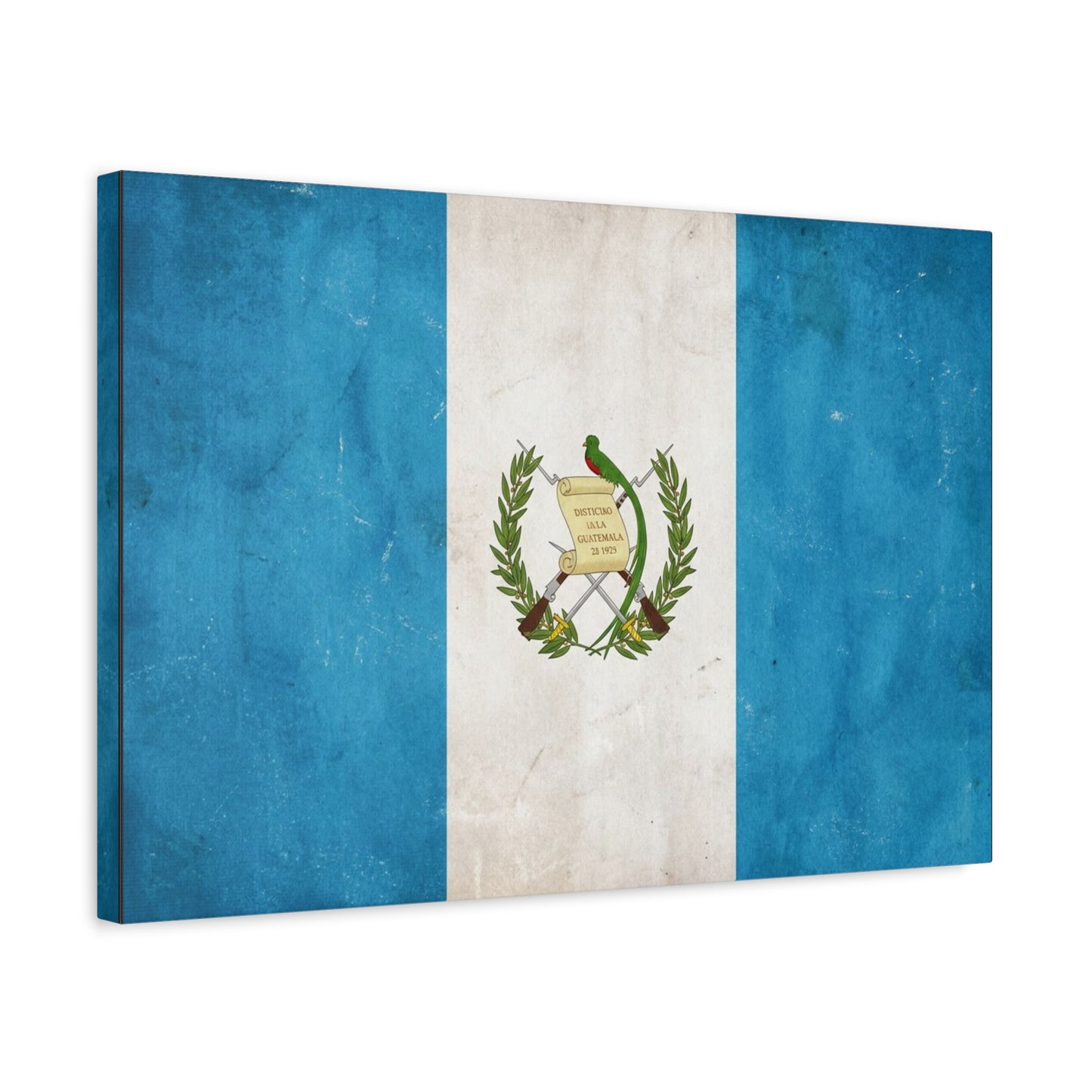 Guatemala Flag Canvas Wall Art - Distintivo De La Guatemala 15 1823 Vintage Blue White Banner Print - Patriotic Decor, Living Room Wall Decor, Office Accent - Bedroom Home Decoration - Ready to Hang