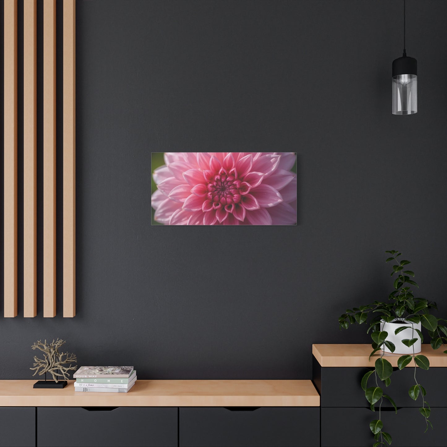 Pink Dahlia Canvas Wall Art - Floral Close Up Bloom, Botanical Wall Decor - Soft Focus Cotton Print - Contemporary Style, Bedroom Home Decoration, Bathroom Accent - Bedroom Home Decoration