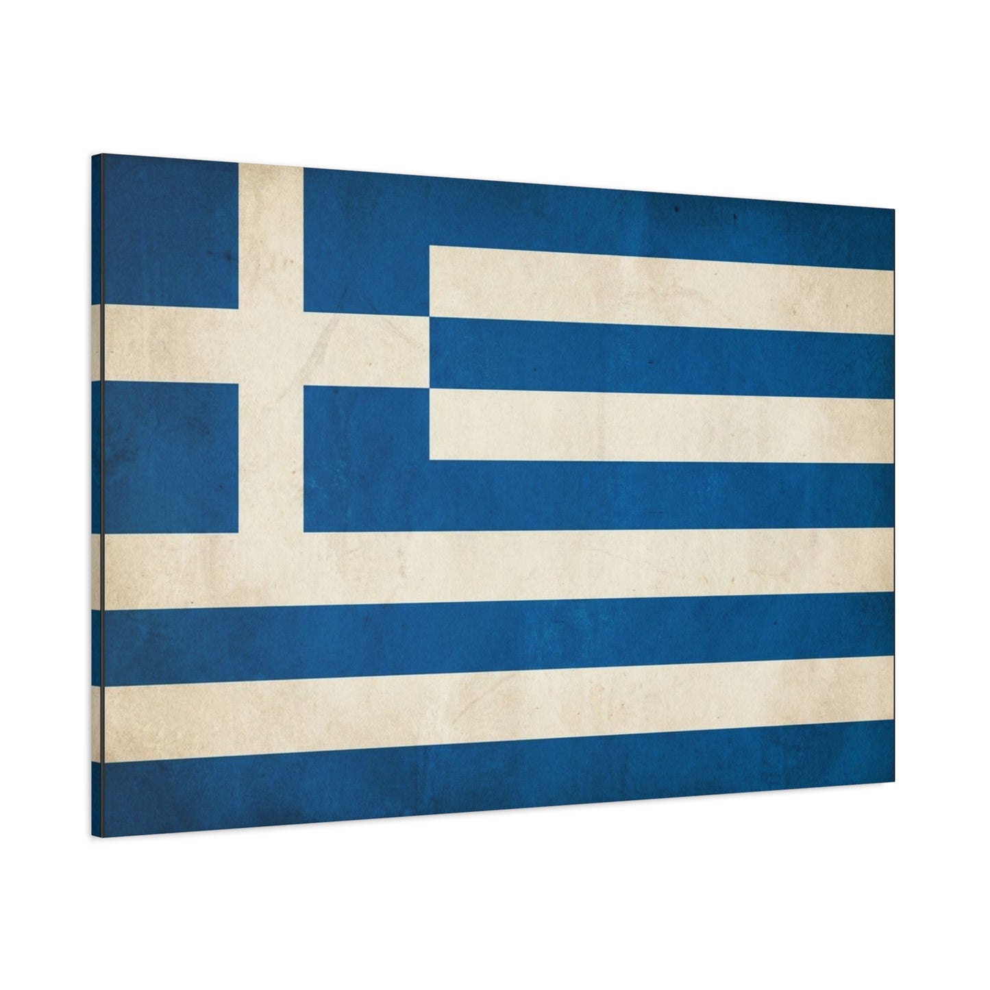 Greek Flag Canvas Wall Art - Vintage Greece National Banner Print, Blue And White Hellenic Stripe Design - Rustic Patriotic Decor - Living Room Wall Decor - Bedroom Home Decoration - Ready to Hang