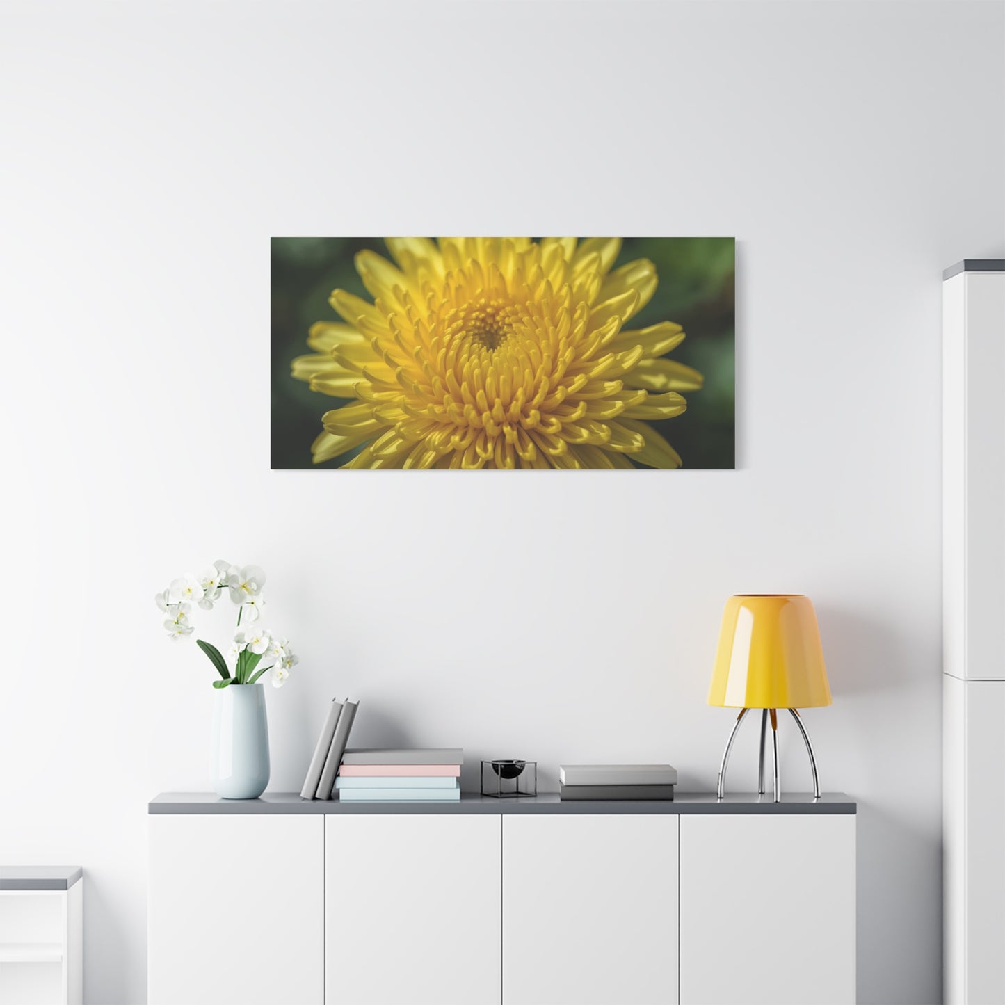 Yellow Chrysanthemum Canvas Wall Art - Floral Macro Art Print, Botanical Canvas Print - Modern Matte Decor, Bedroom Wall Accent, Living Room Home Decoration Office Art - Bedroom Home Decoration