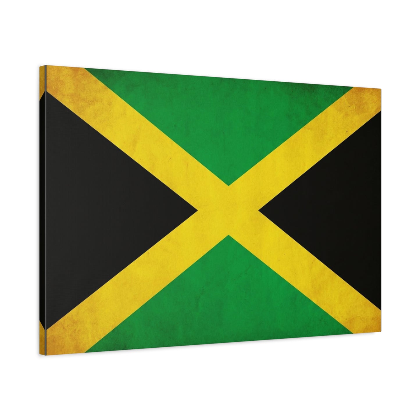 Jamaica Flag Canvas Wall Art - Vintage Jamaican National Flag Print, Green Gold Black Patriotic Decor - Matte Canvas Wall Hanging - Living Room Bedroom Office Decoration - Bedroom Home Decoration