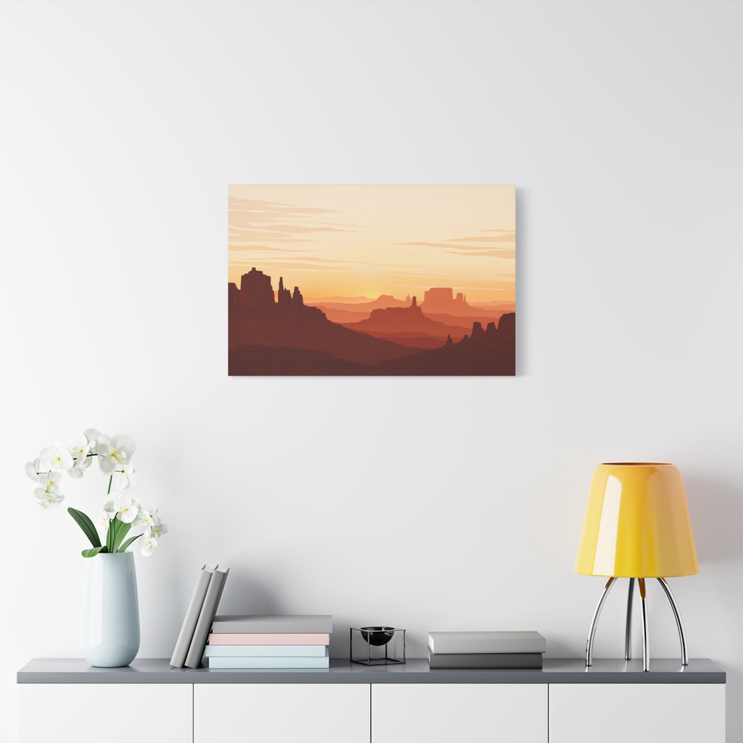 Desert Canyon Sunset Canvas Wall Art - Southwestern Mesa Landscape Print, Warm Terracotta Horizon, Contemporary Scenic Decor - Living Room Wall Decor, Bedroom Home Decoration - Bedroom Home Decoration