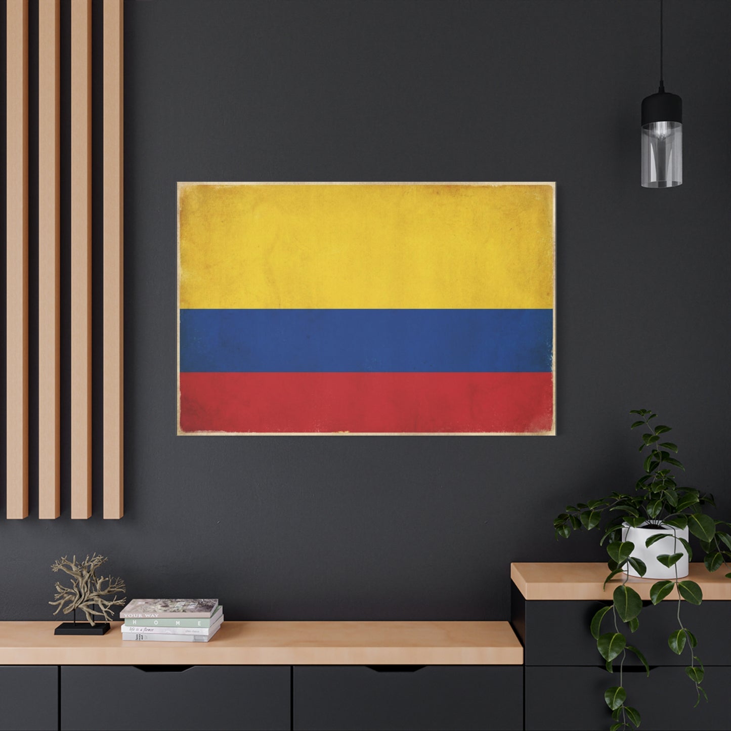 Colombia Flag Canvas Wall Art - Vintage Colombian Flag Print, Patriotic Rustic Decor - Matte Cotton Artwork - Living Room Home Decoration, Office Accent - Living Room Wall Decor - Ready to Hang