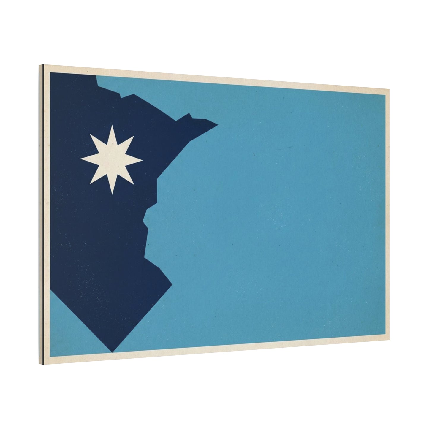 Minnesota State Silhouette Canvas Wall Art - Blue North Star Print, Vintage Minimalist Decor - Modern Graphic Artwork - Living Room Wall Decor - Modern Farmhouse Style - Bedroom Home Decoration