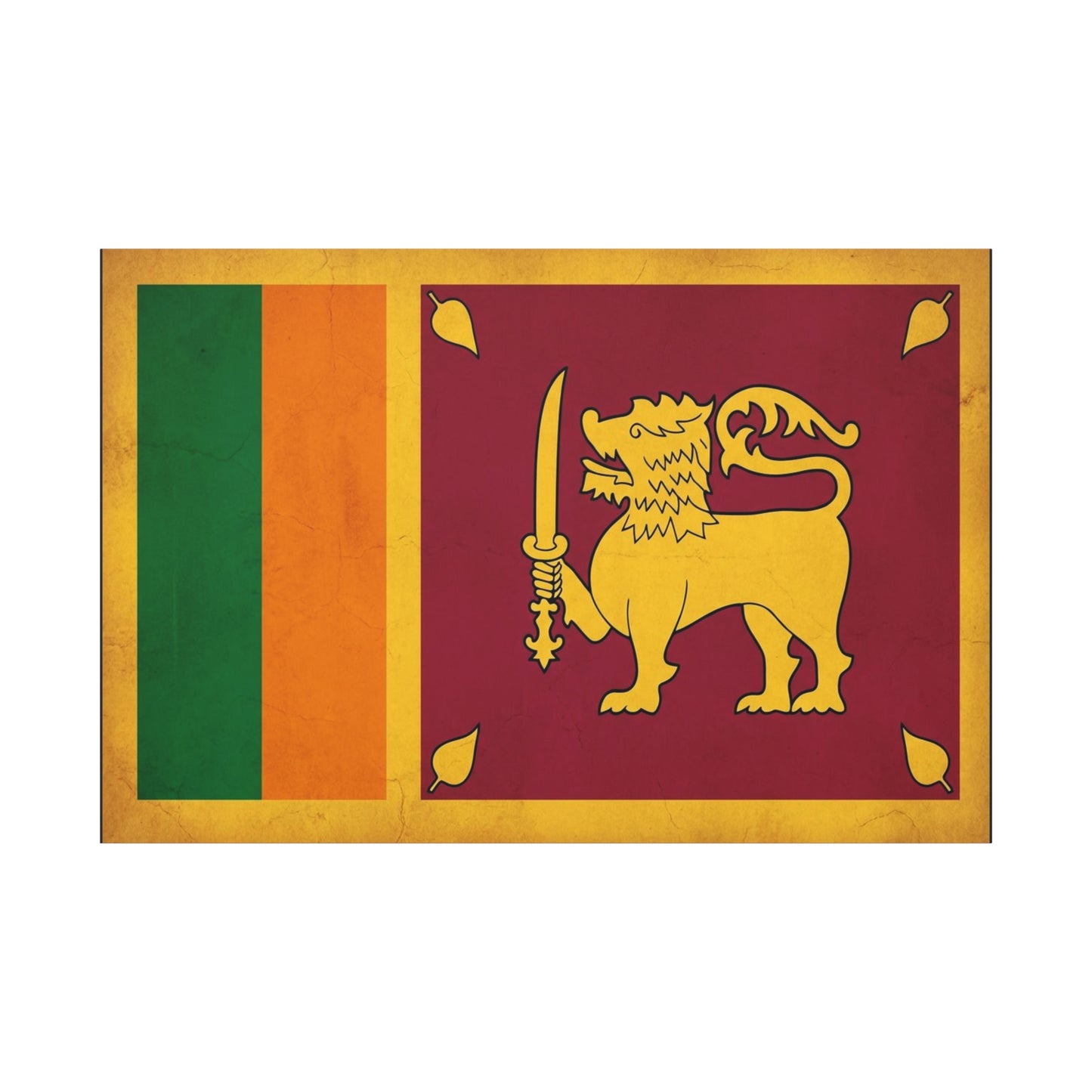 Sri Lanka Flag Canvas Wall Art - Golden Lion With Sword National Banner Print - Vintage Patriotic Style, Cultural Home Decor, Living Room Wall Decor, Office Art - Modern Farmhouse Style