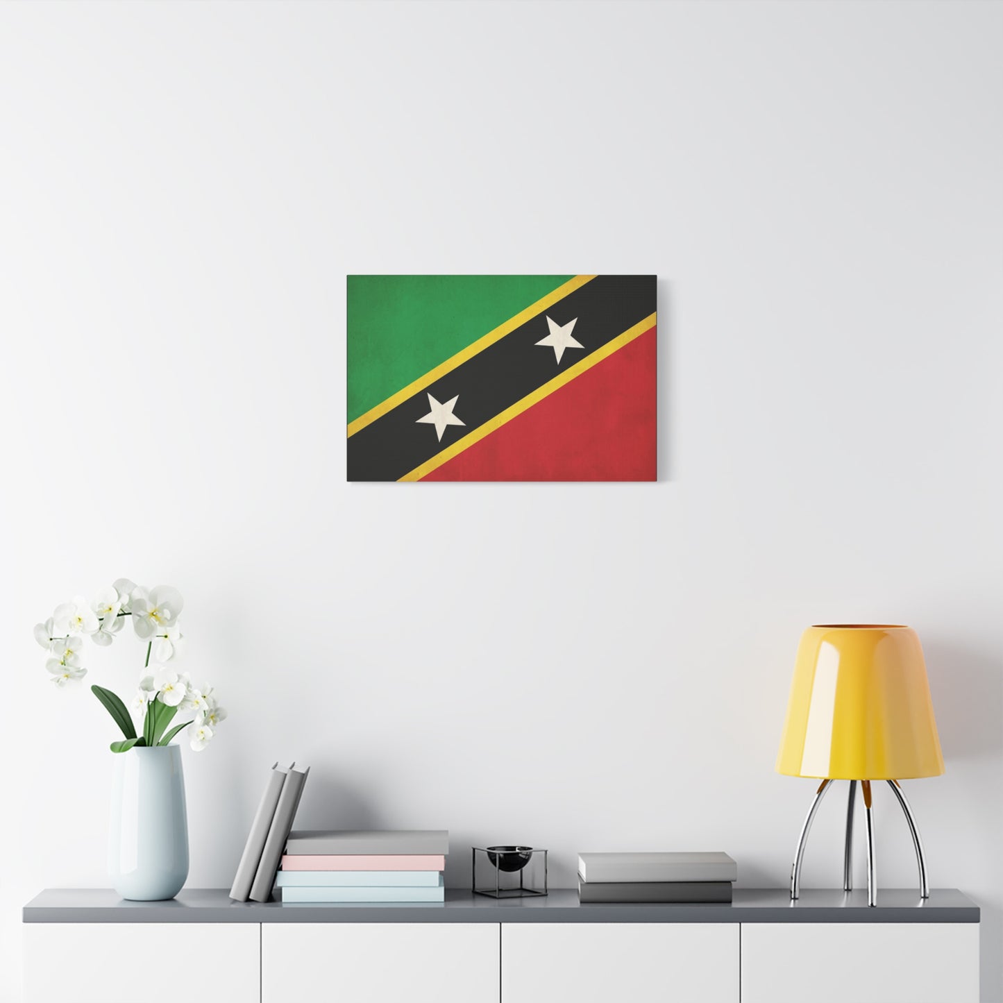 Saint Kitts And Nevis Flag Canvas Wall Art - Caribbean Pride Decor, Vintage National Banner Print - Bold Graphic Style, Living Room Wall Decor, Bedroom Home Decoration - Bedroom Home Decoration