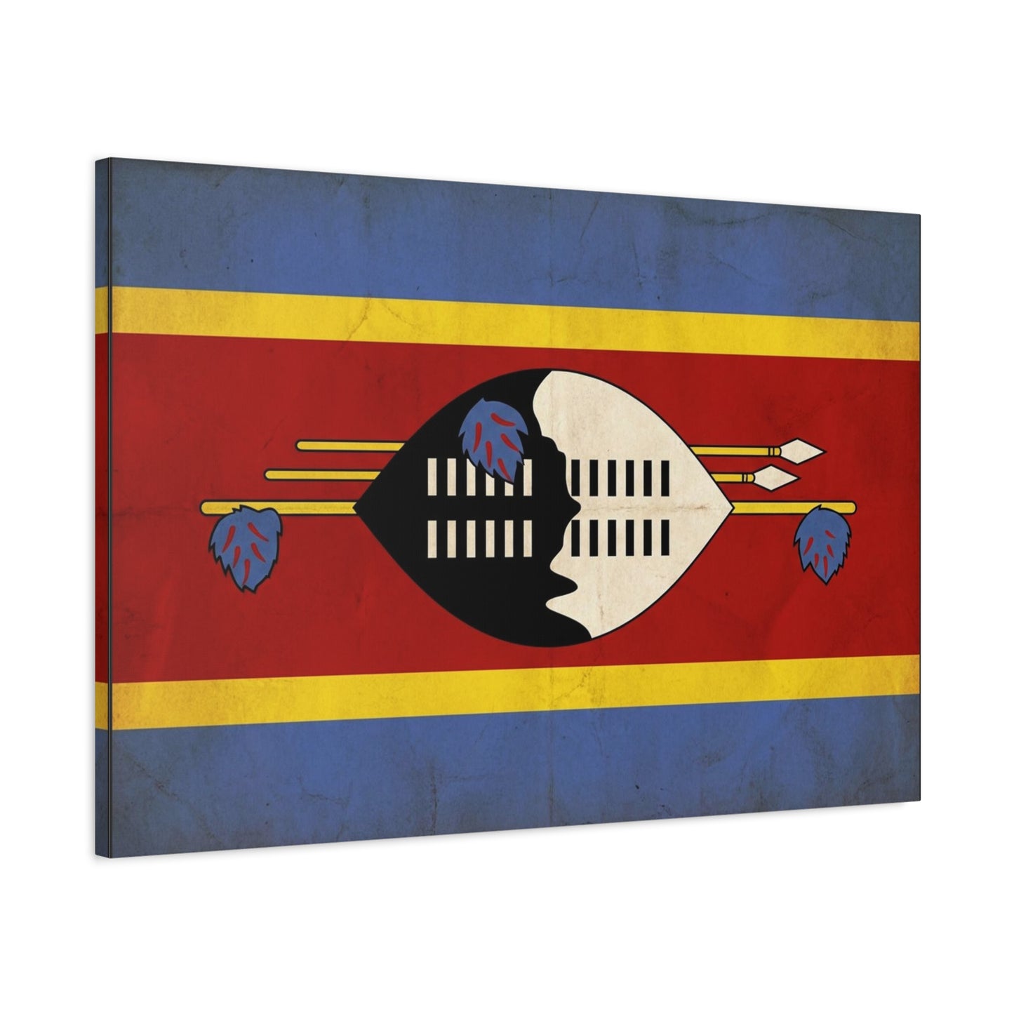 Eswatini Flag Canvas Wall Art - Swazi National Flag Print, Vintage Patriotic Home Decor - Matte Canvas Wall Hanging - Living Room Decoration, Office Accent - Bedroom Home Decoration - Ready to Hang