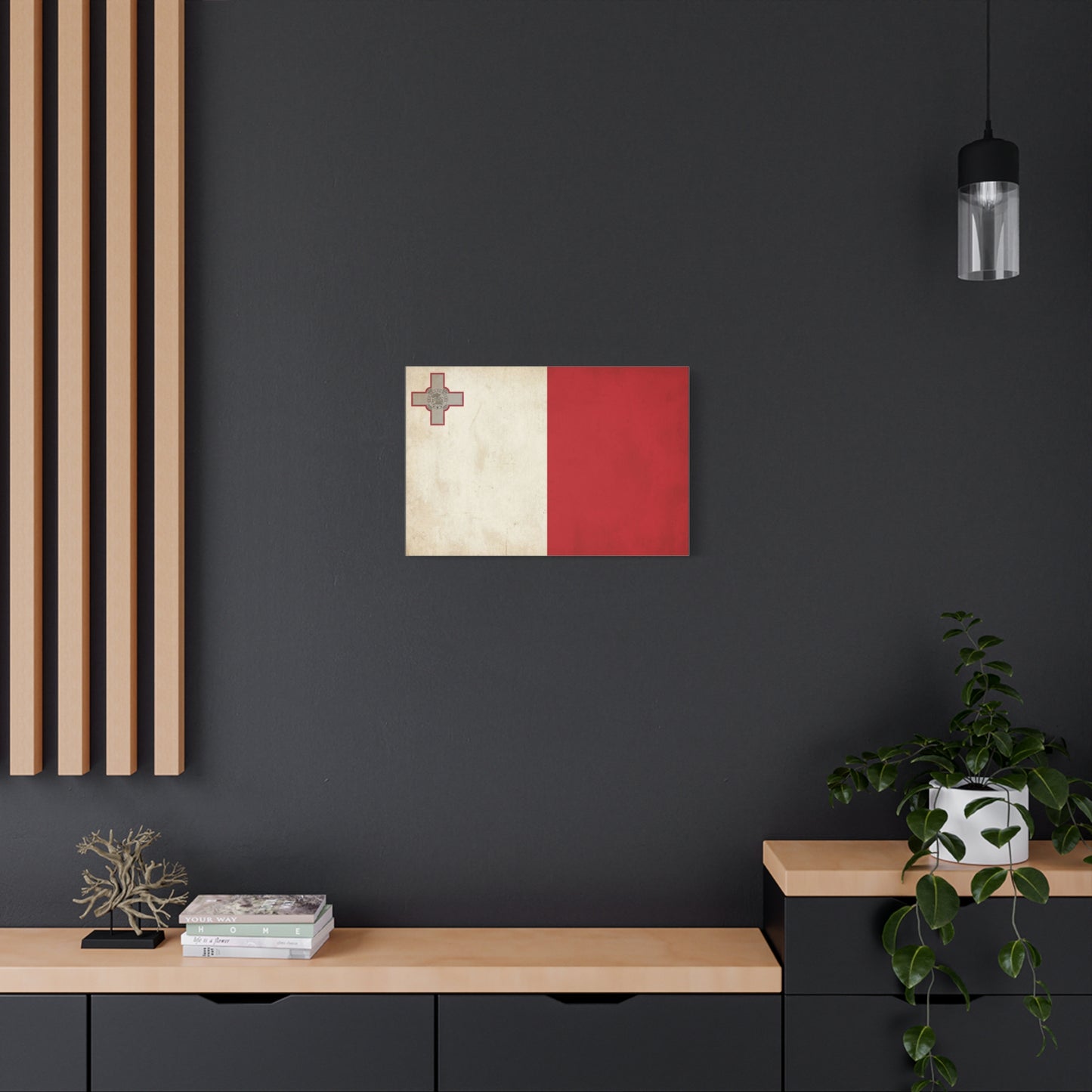 Malta Flag Canvas Wall Art - Vintage Maltese Cross National Banner Print - Red And White Patriotic Decor, Matte Finish Canvas, Living Room Wall Decor, Office Art Accent - Bedroom Home Decoration