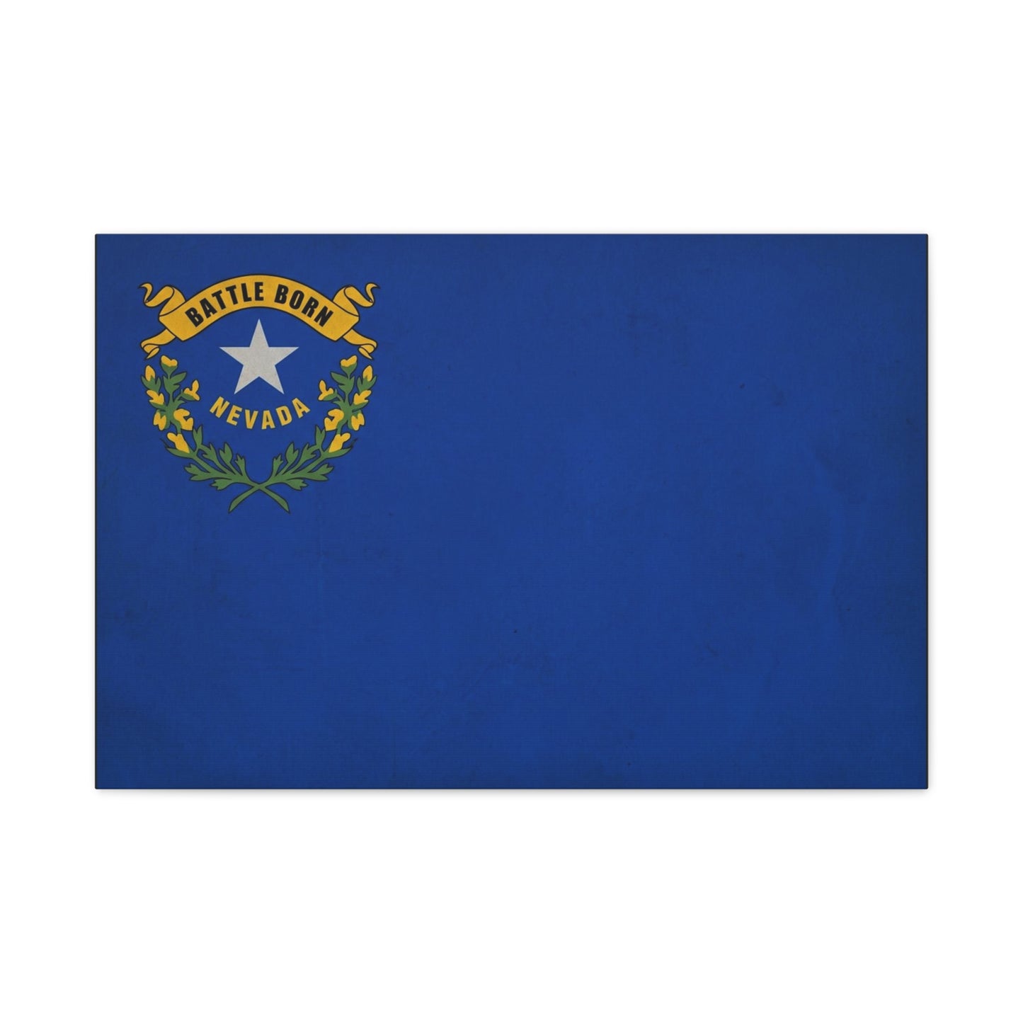 "Battle Born Nevada" Nevada State Flag Canvas Wall Art - Blue Silver Star Sagebrush Emblem Print - Vintage Patriotic Style - Living Room Decor, Office Wall Hanging - Ready to Hang - Ready to Hang