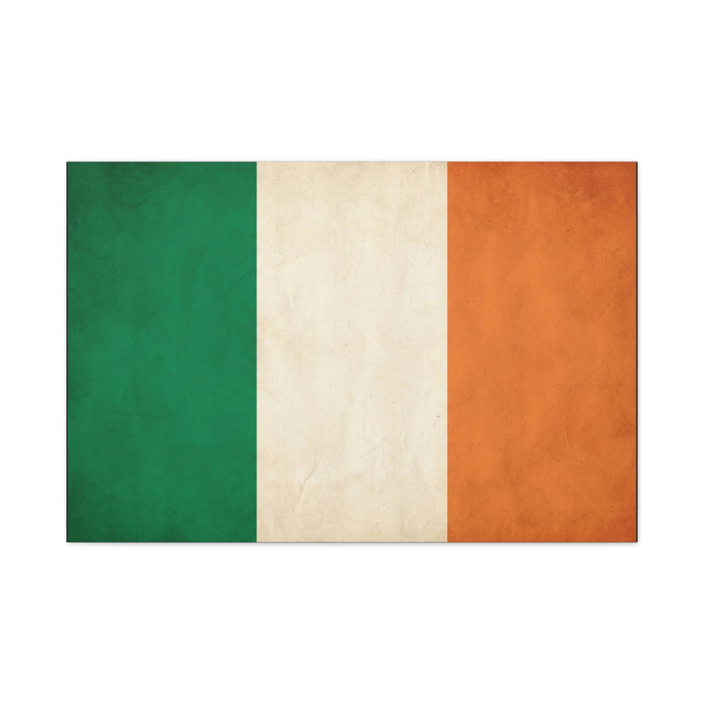 Irish Flag Canvas Wall Art - Vintage Tricolor Ireland Print, Green White Orange Rustic Texture - Minimalist Traditional Style - Living Room Wall Decor, Office Art Accent - Bedroom Home Decoration