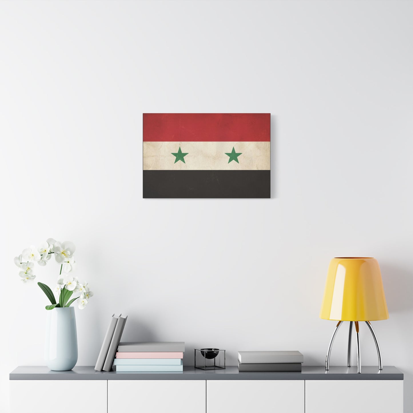 Syrian Flag Canvas Wall Art - Vintage Syria Flag Print, Distressed Patriotic Decor - Matte Canvas Wall Hanging - Living Room Home Decoration, Office Accent - Bedroom Home Decoration - Ready to Hang