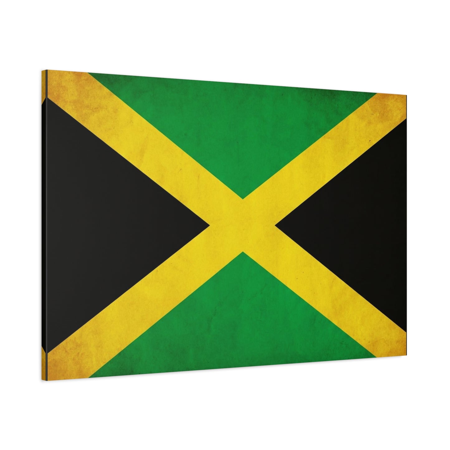 Jamaica Flag Canvas Wall Art - Vintage Jamaican National Flag Print, Green Gold Black Patriotic Decor - Matte Canvas Wall Hanging - Living Room Bedroom Office Decoration - Bedroom Home Decoration