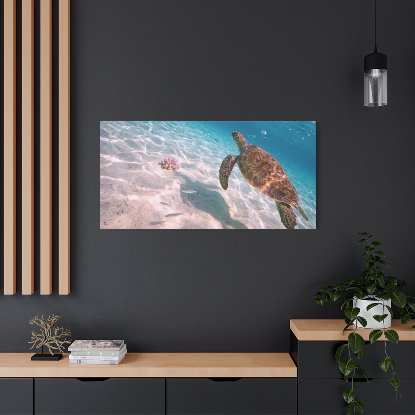 Sea Turtle Canvas Wall Art - Underwater Ocean Art Print, Coastal Beach Decor, Cotton Canvas Print, Serene Blue Seascape, Living Room Wall Decor, Bedroom Home Decoration - Bedroom Home Decoration