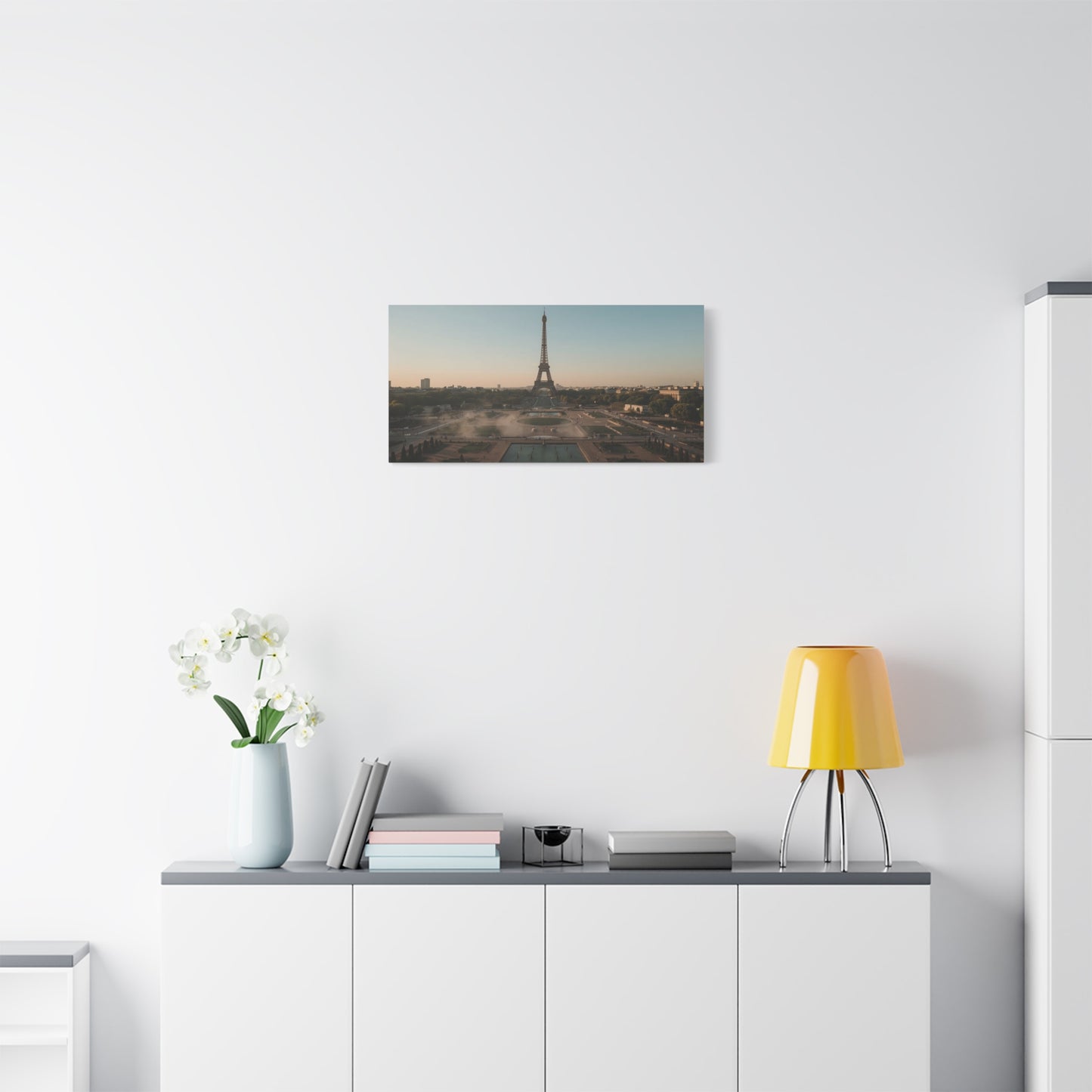 Eiffel Tower Canvas Wall Art Paris Cityscape Print - Soft Sunrise Art Print, Matte Finish Canvas Print - Contemporary Travel Wall Decor, Living Room Home Accent, Office Art - Bedroom Home Decoration