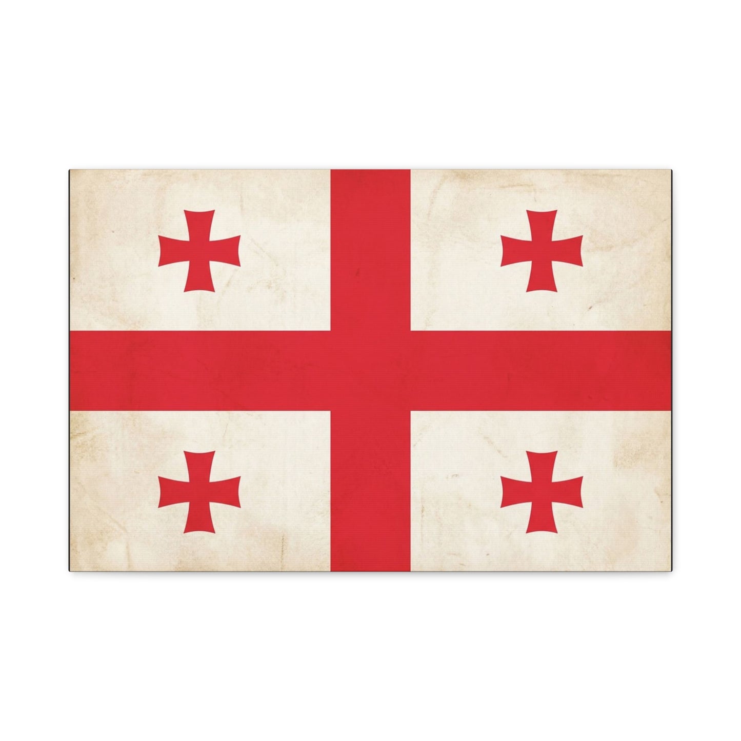 Georgia Flag Canvas Wall Art - Vintage Georgian Cross Flag Print, Patriotic Heritage Decor - Matte Cotton Artwork - Living Room Wall Decor, Office Accent - Bedroom Home Decoration - Ready to Hang