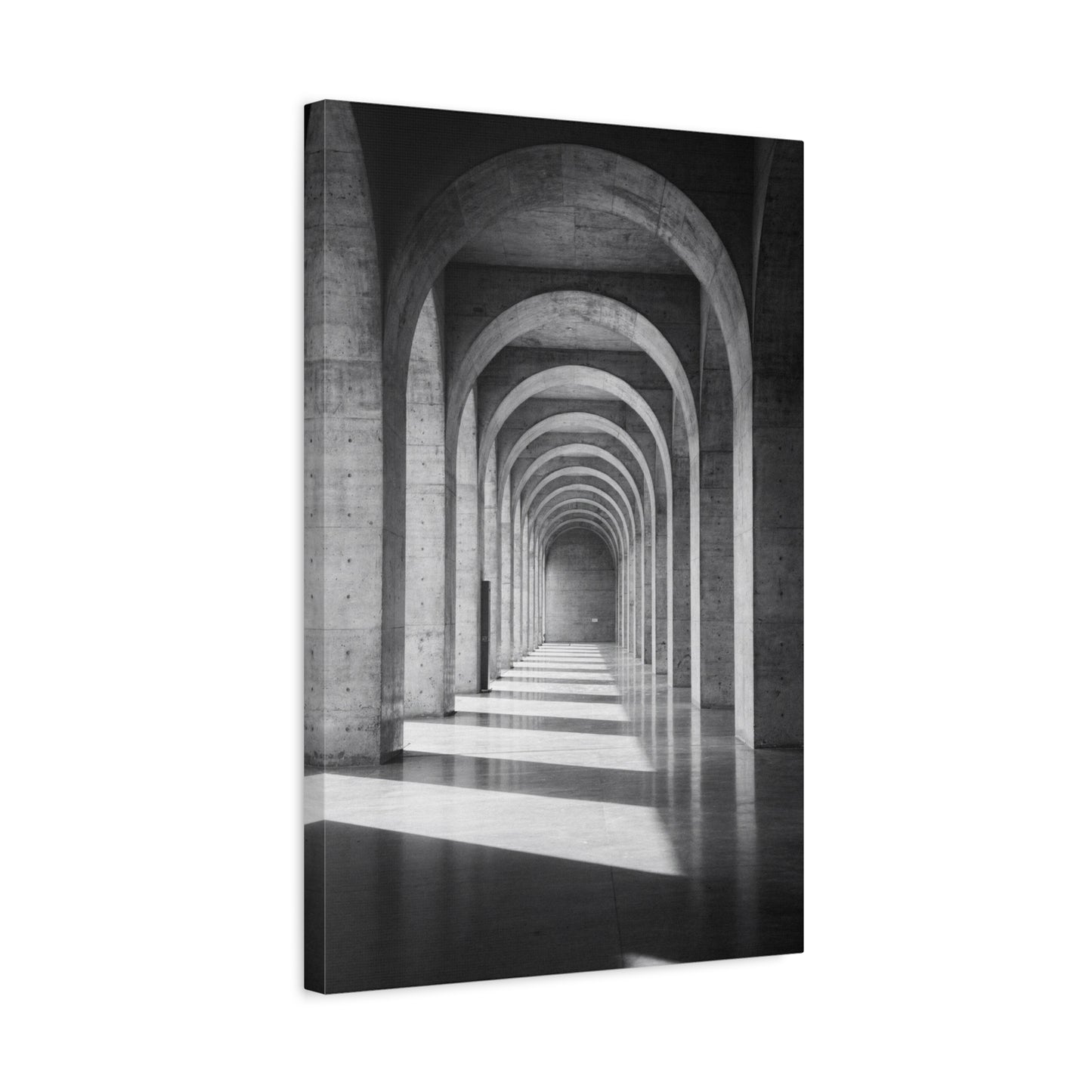 Black And White Arched Hallway Canvas Wall Art - Minimalist Architecture Art Print, Modern Concrete Corridor Interior, Contemporary Living Room Wall Decor Office Art - Bedroom Home Decoration