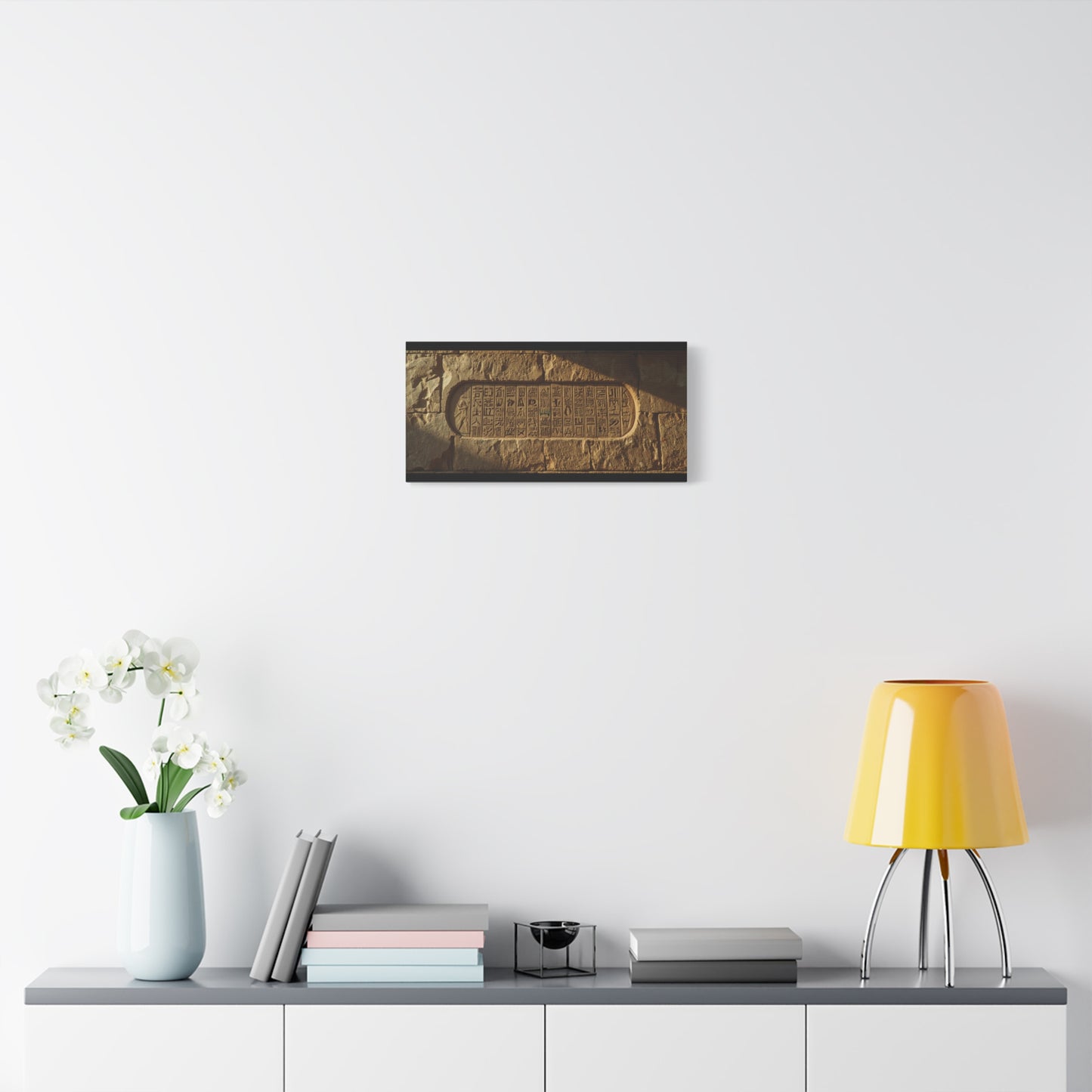Ancient Egyptian Hieroglyphs Canvas Wall Art - Stone Temple Relief, Historical Art Print - Matte Cotton Decor - Traditional Archaeology Style - Office Wall Art, Study Room Accent