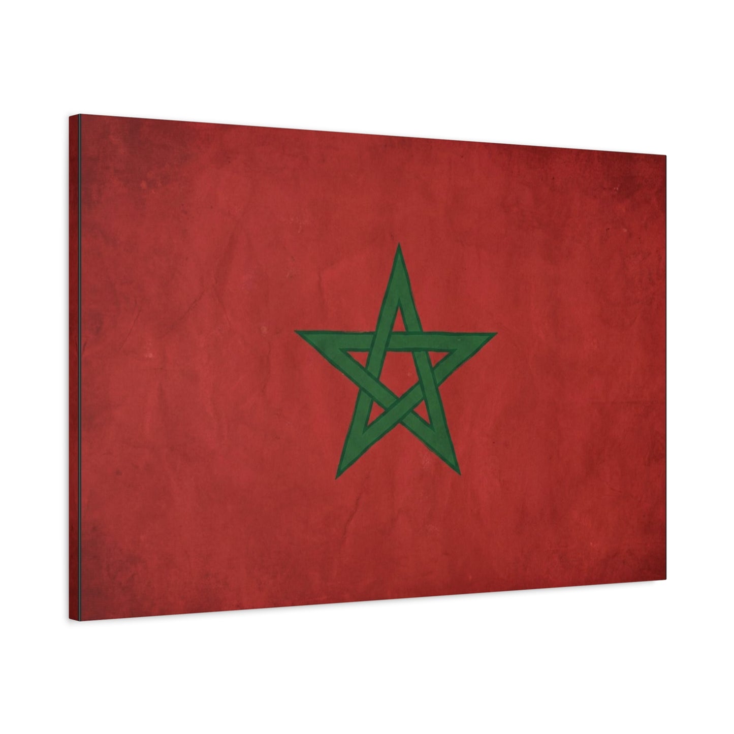 Morocco Flag Canvas Wall Art - Moroccan Red Green Pentagram Print, Vintage Textured National Decor - Modern Cultural Style - Living Room Wall Decor, Bedroom Home Decoration - Bedroom Home Decoration