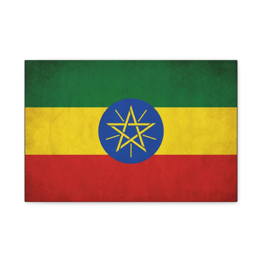 Ethiopian Flag Canvas Wall Art - Ethiopia Pride Decor, Vintage National Banner Print - Matte Cotton Artwork - Cultural Heritage Style For Living Room, Office, Dorm Display - Living Room Wall Decor