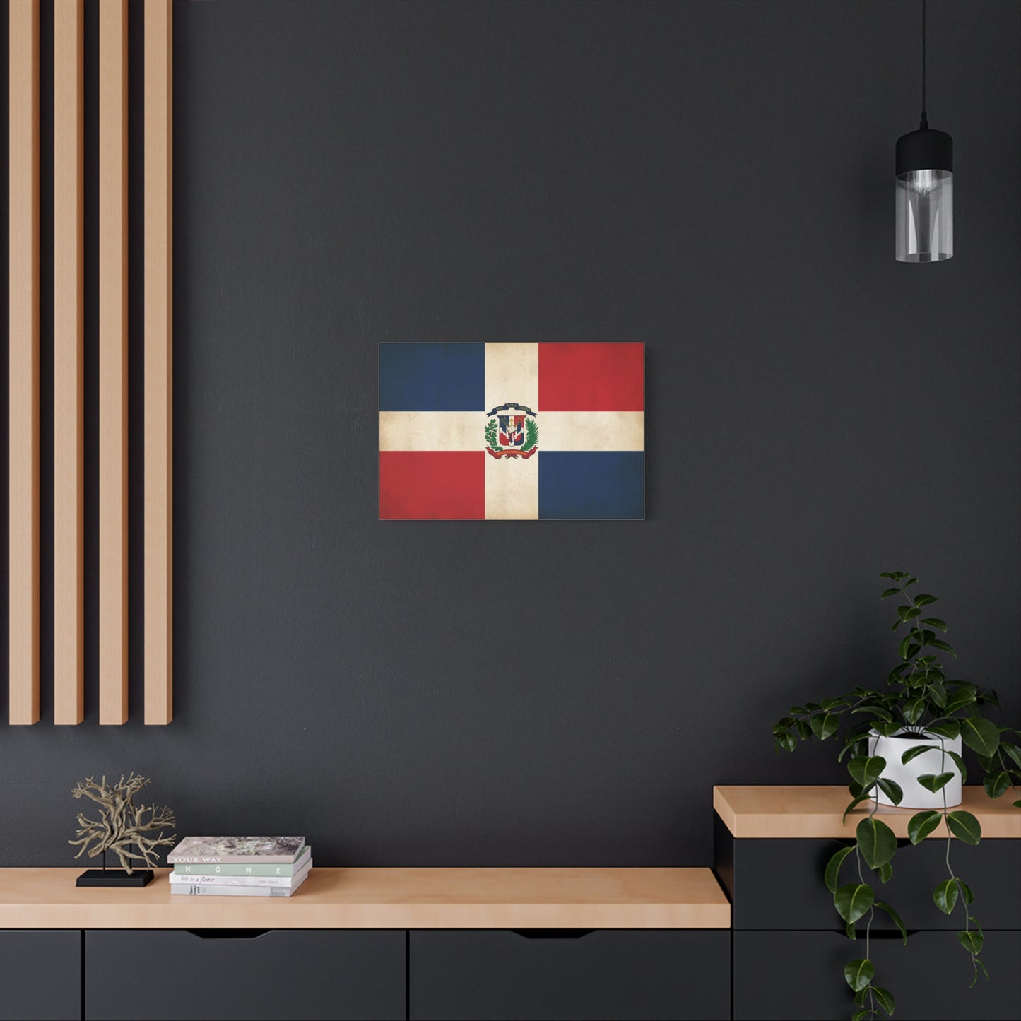 Dominican Republic Flag Canvas Wall Art - Dios Patria Libertad, Republica Dominicana - Vintage Patriotic Print - Heritage Decor For Living Room, Office, Dorm Wall Display - Bedroom Home Decoration