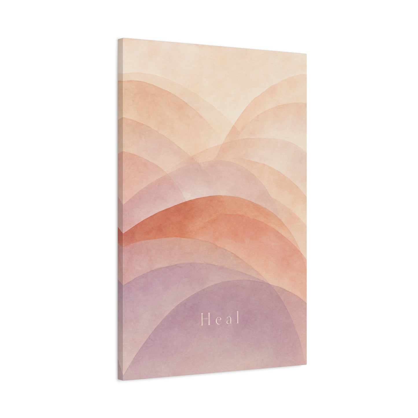 "Heal" Abstract Canvas Wall Art - Blush Peach Lavender Arches, Minimalist Typography Print - Contemporary Boho Decor, Bedroom Wall Hanging, Living Room Decoration, Meditation Space Accent