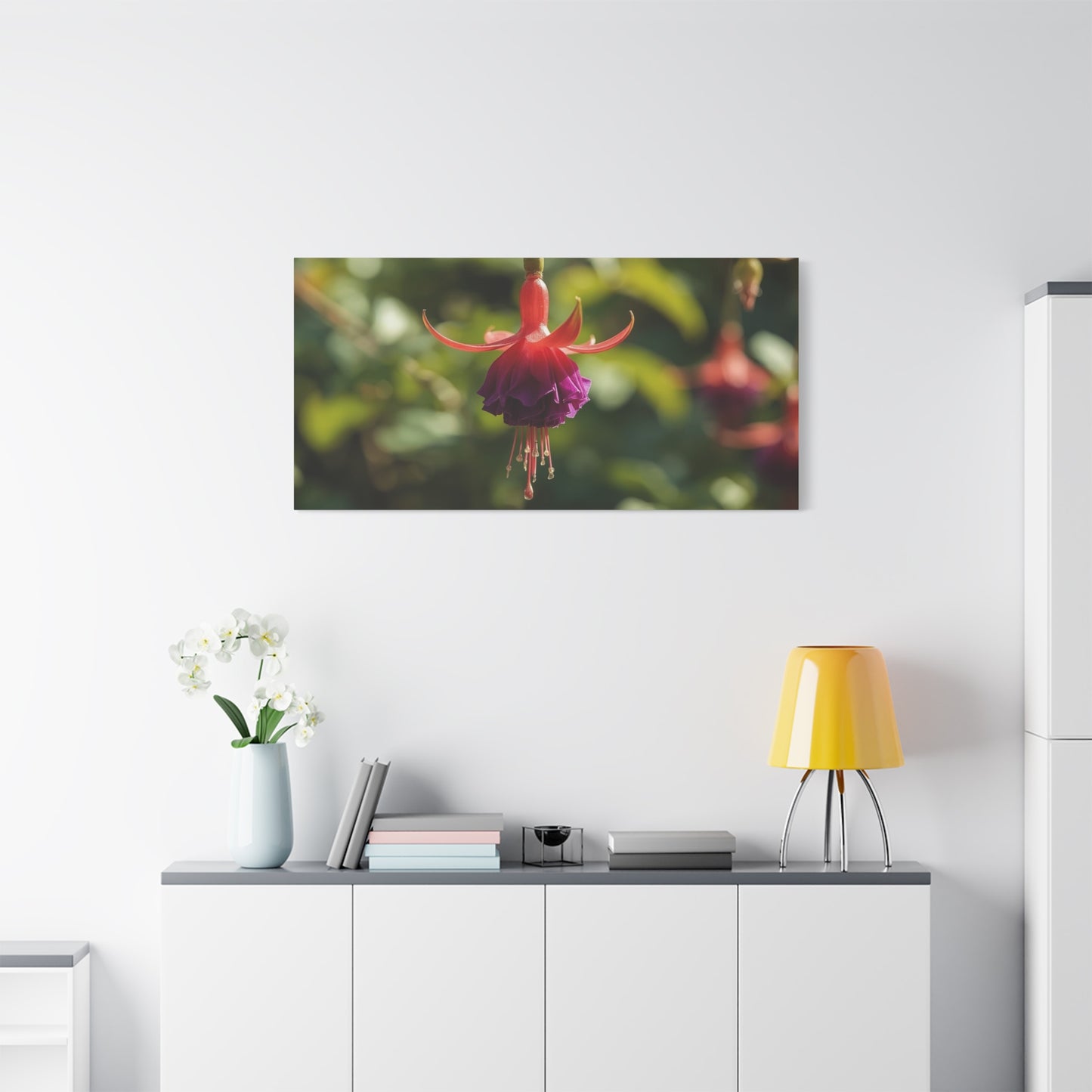 Fuchsia Flower Canvas Wall Art - Botanical Macro Art Print, Red Purple Bloom - Matte Cotton Art Print - Contemporary Nature Style - Bedroom Wall Decor, Spa Room Accent - Bedroom Home Decoration