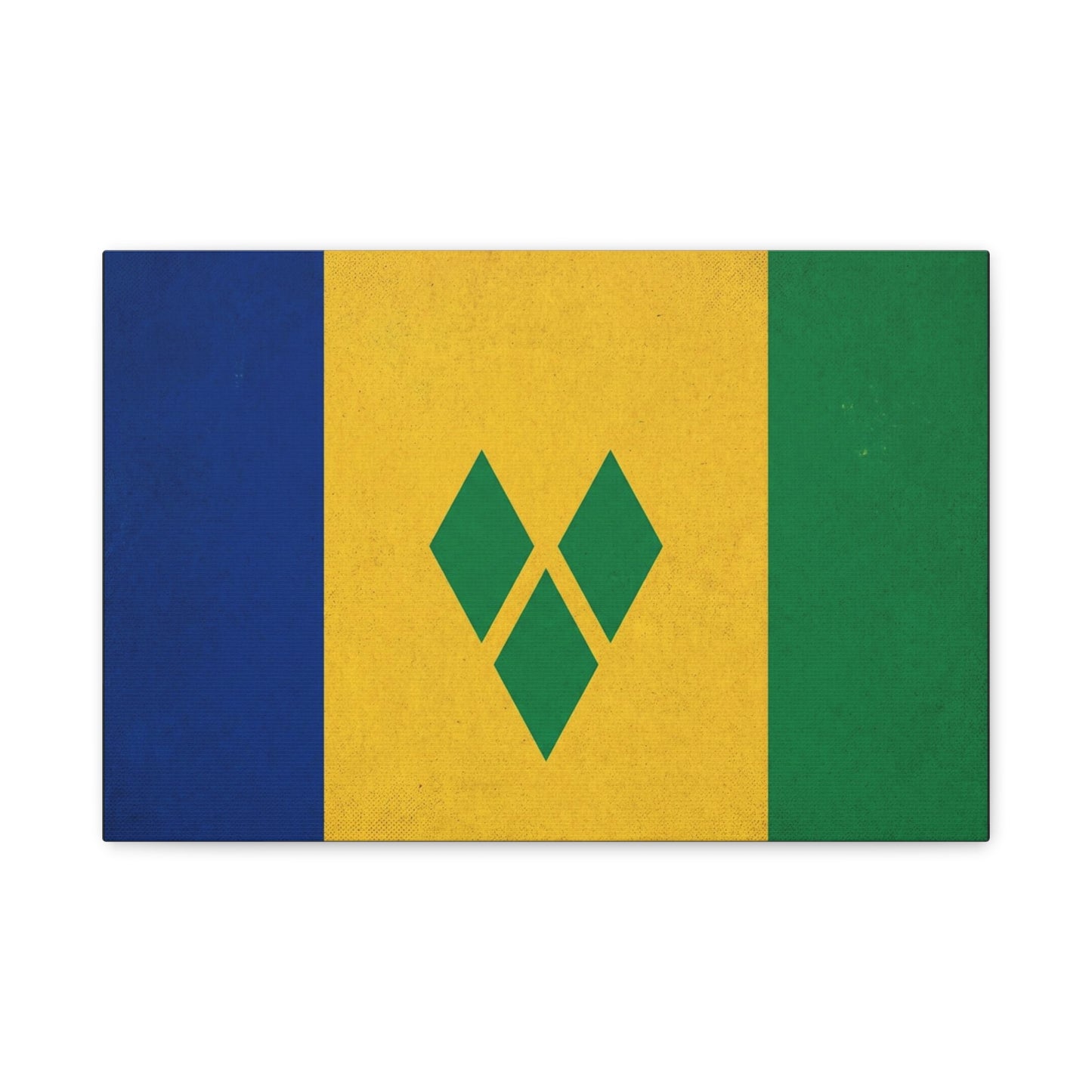 Saint Vincent Flag Canvas Wall Art - Blue Yellow Green Caribbean Flag Print - Vintage Textured Island Pride Decor - Living Room Wall Decor, Bedroom Home Decoration - Bedroom Home Decoration